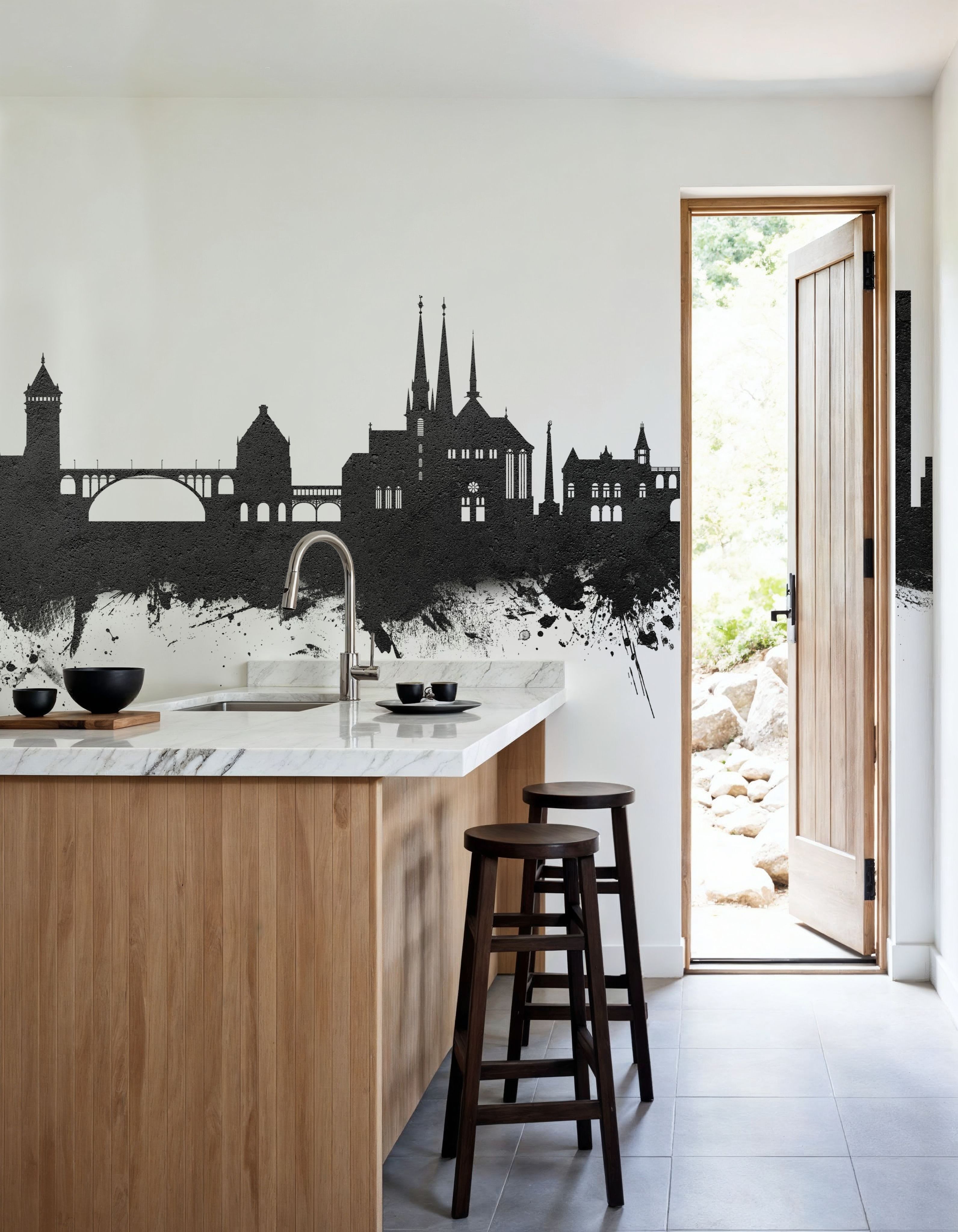 Luxembourg City Skyline Black & White