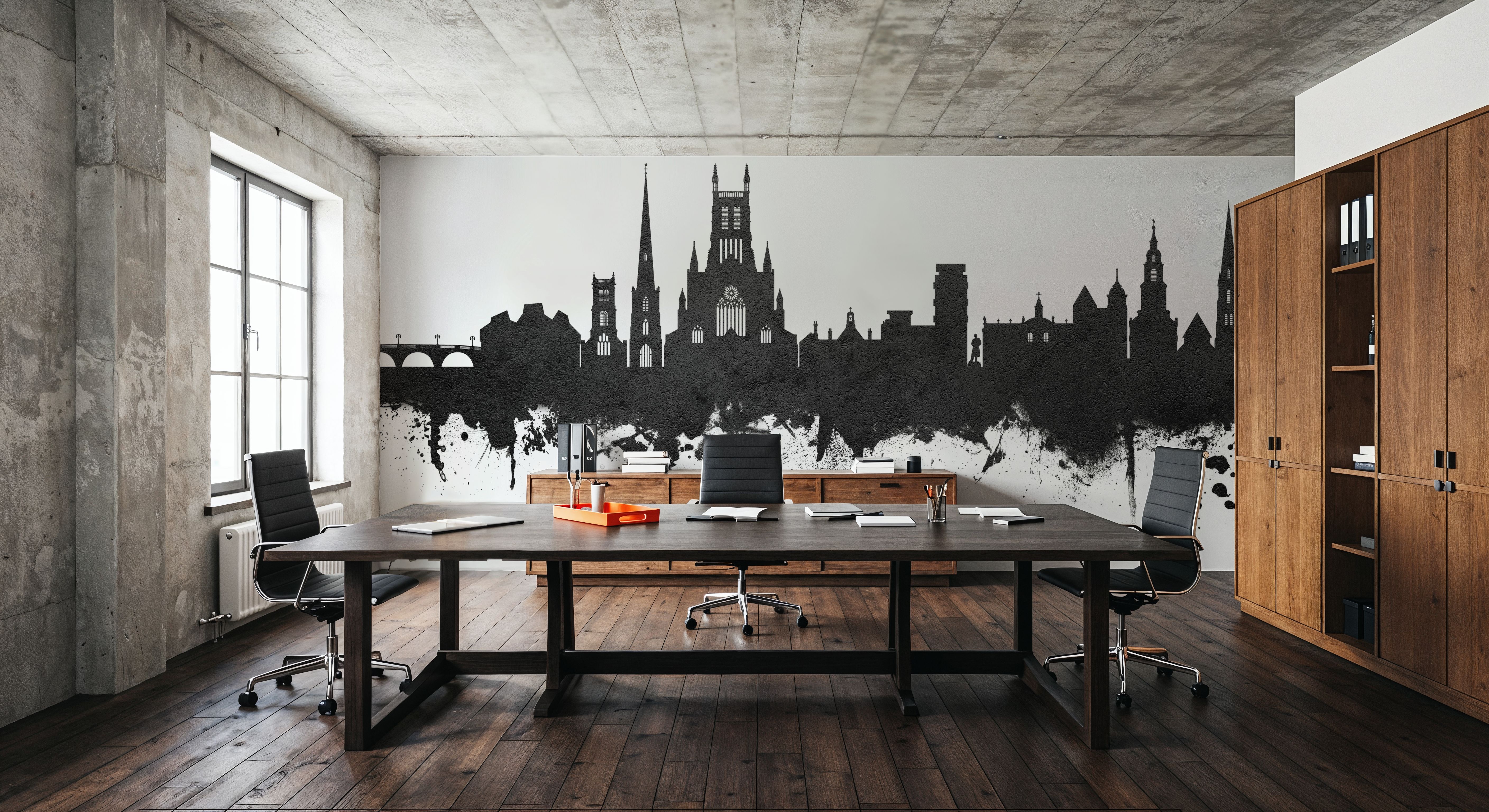 Worcester England Skyline Black & White