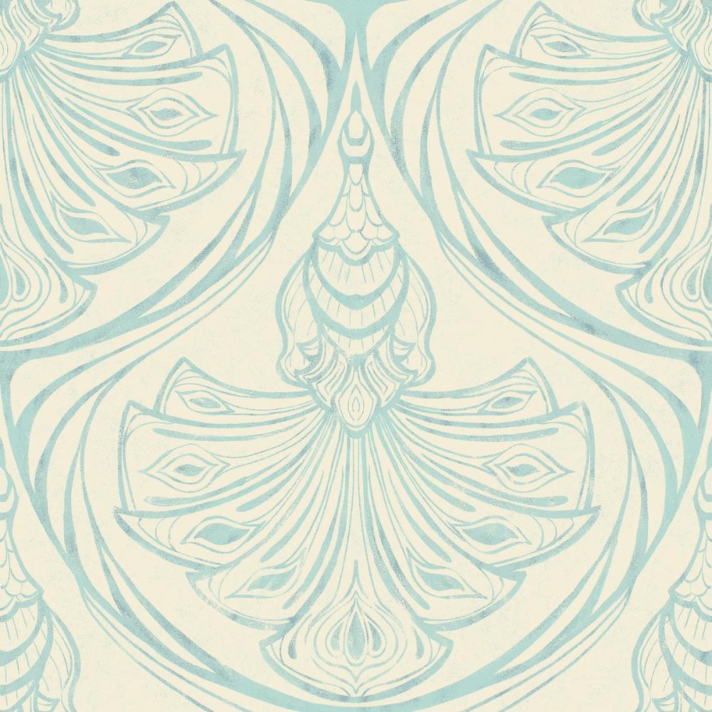 Art Deco Peacock Scallops, French Blue