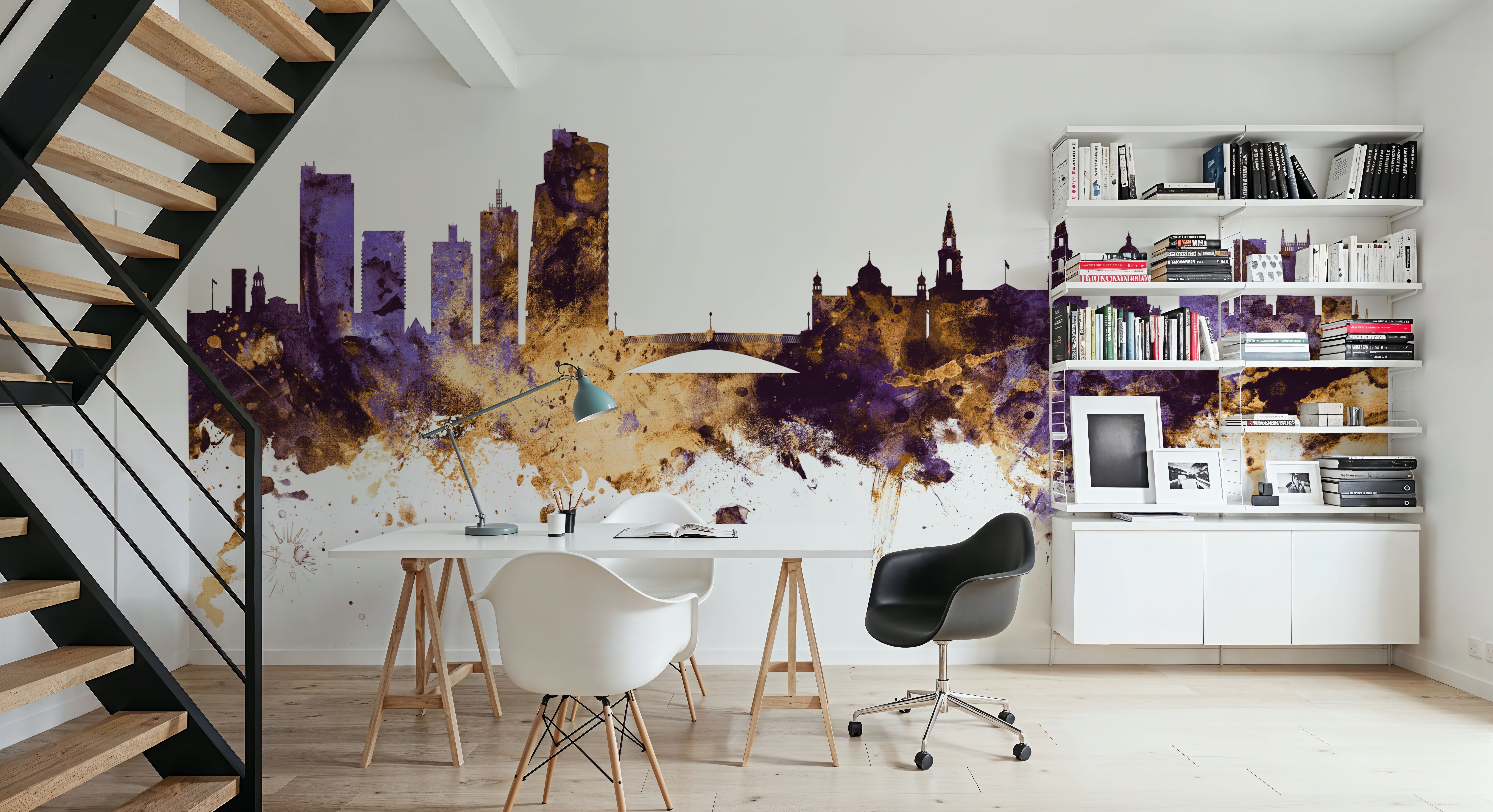 Leeds England Skyline Purple & Gold