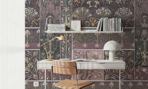 Art Deco Floral Wall Pink