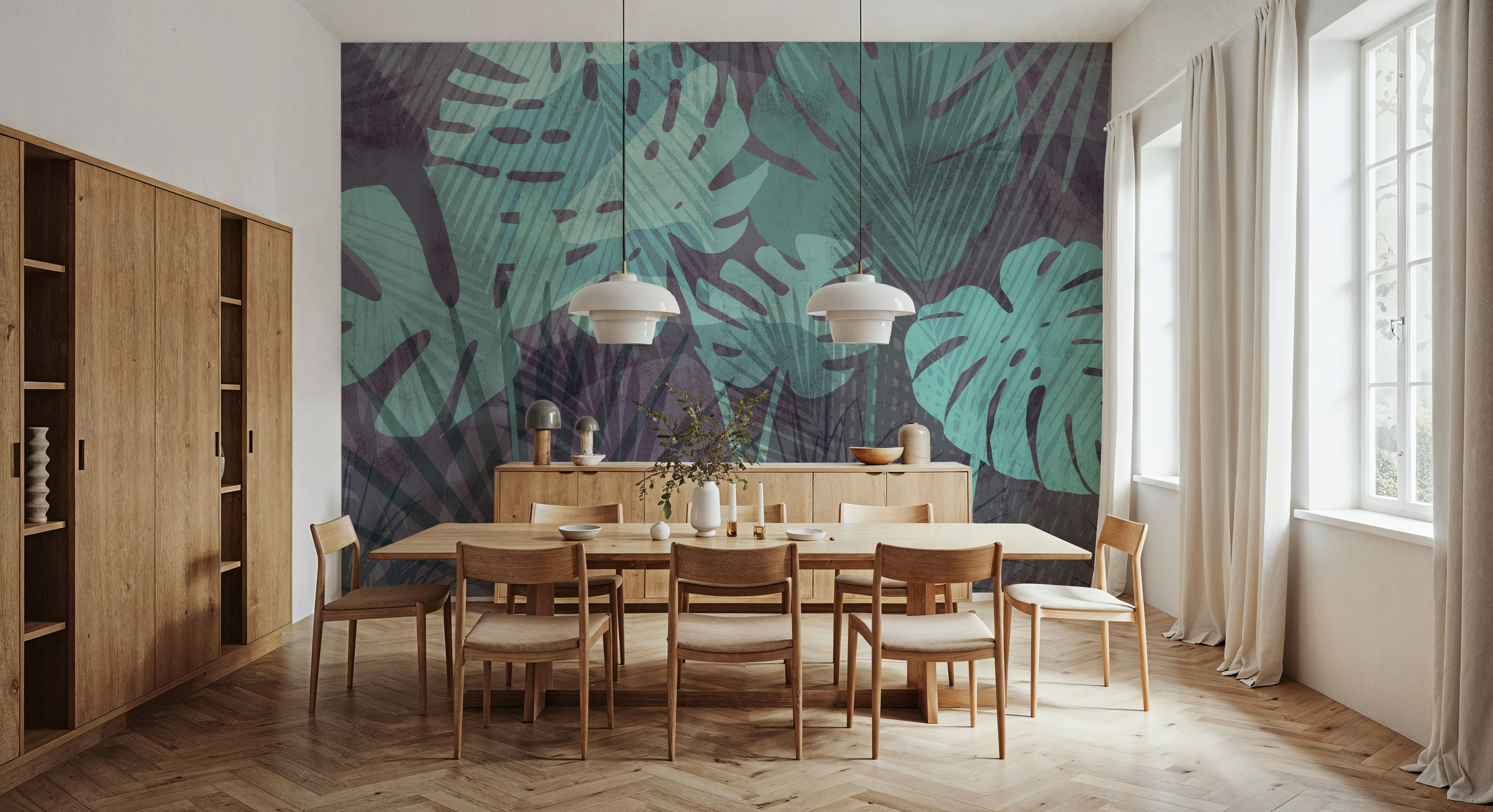 Big Monstera Leaves, Cyan