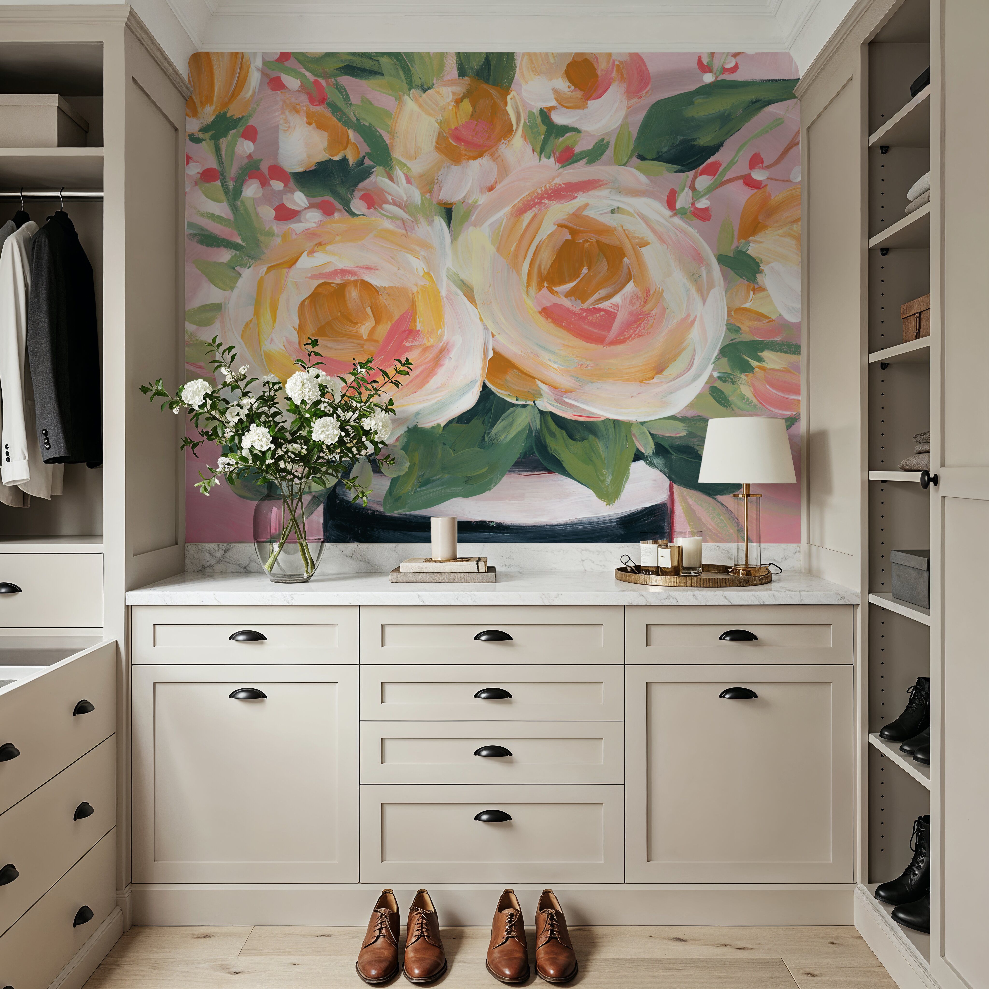 Spring Blooms in Striped Vase II