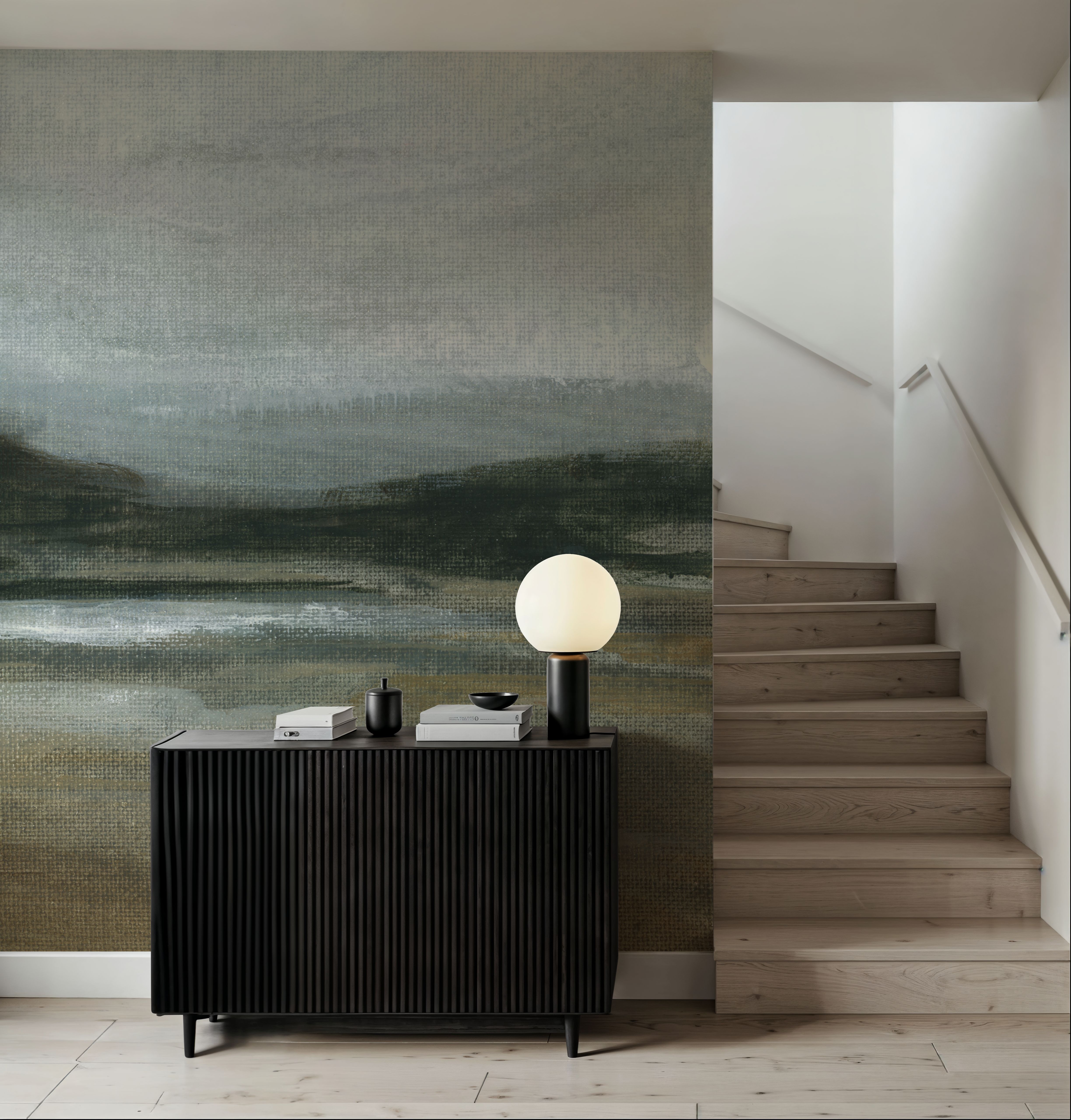 Misty River Valley on Canvas