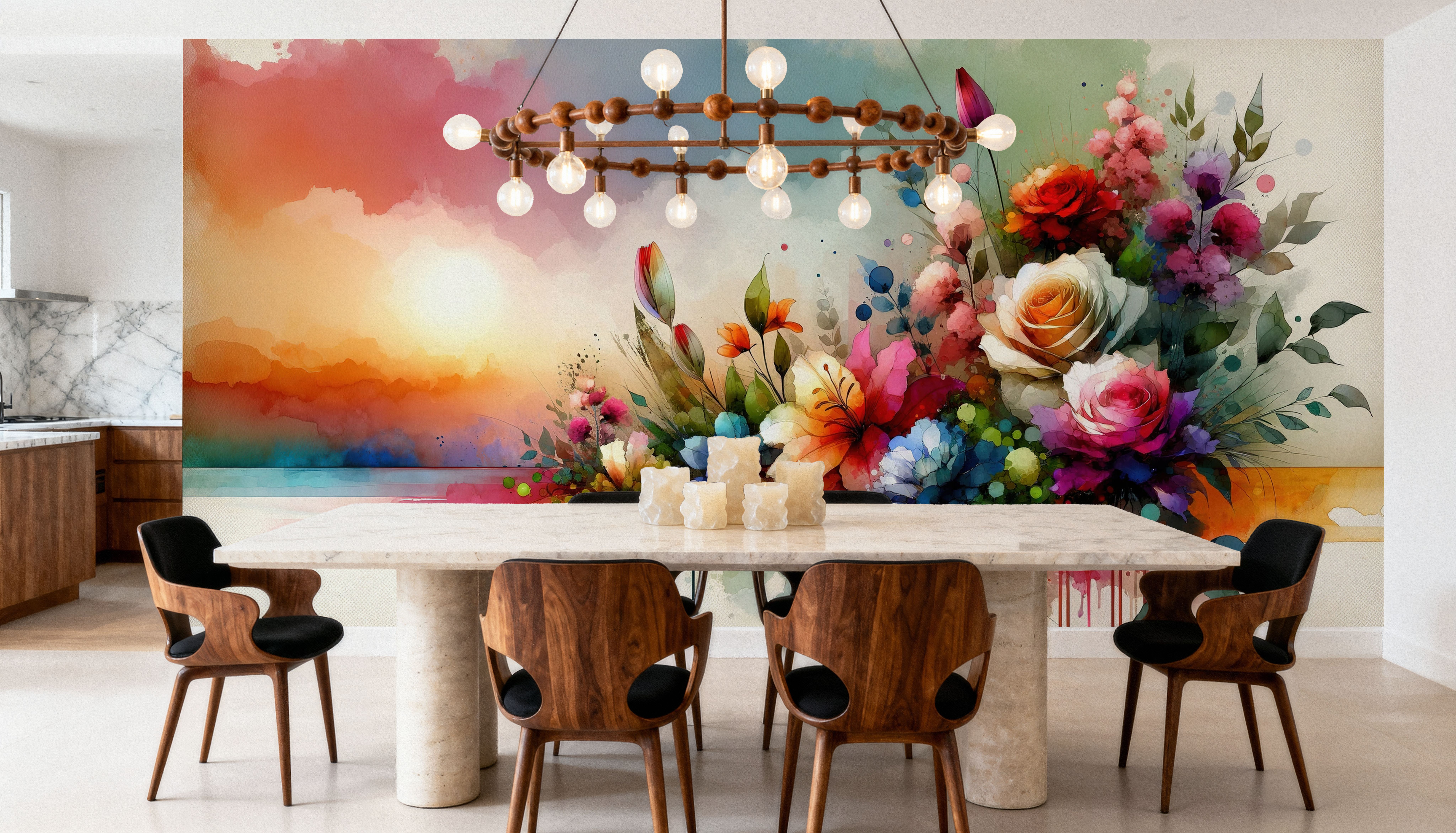 Watercolor Modern Artistic Garden, Tapeten