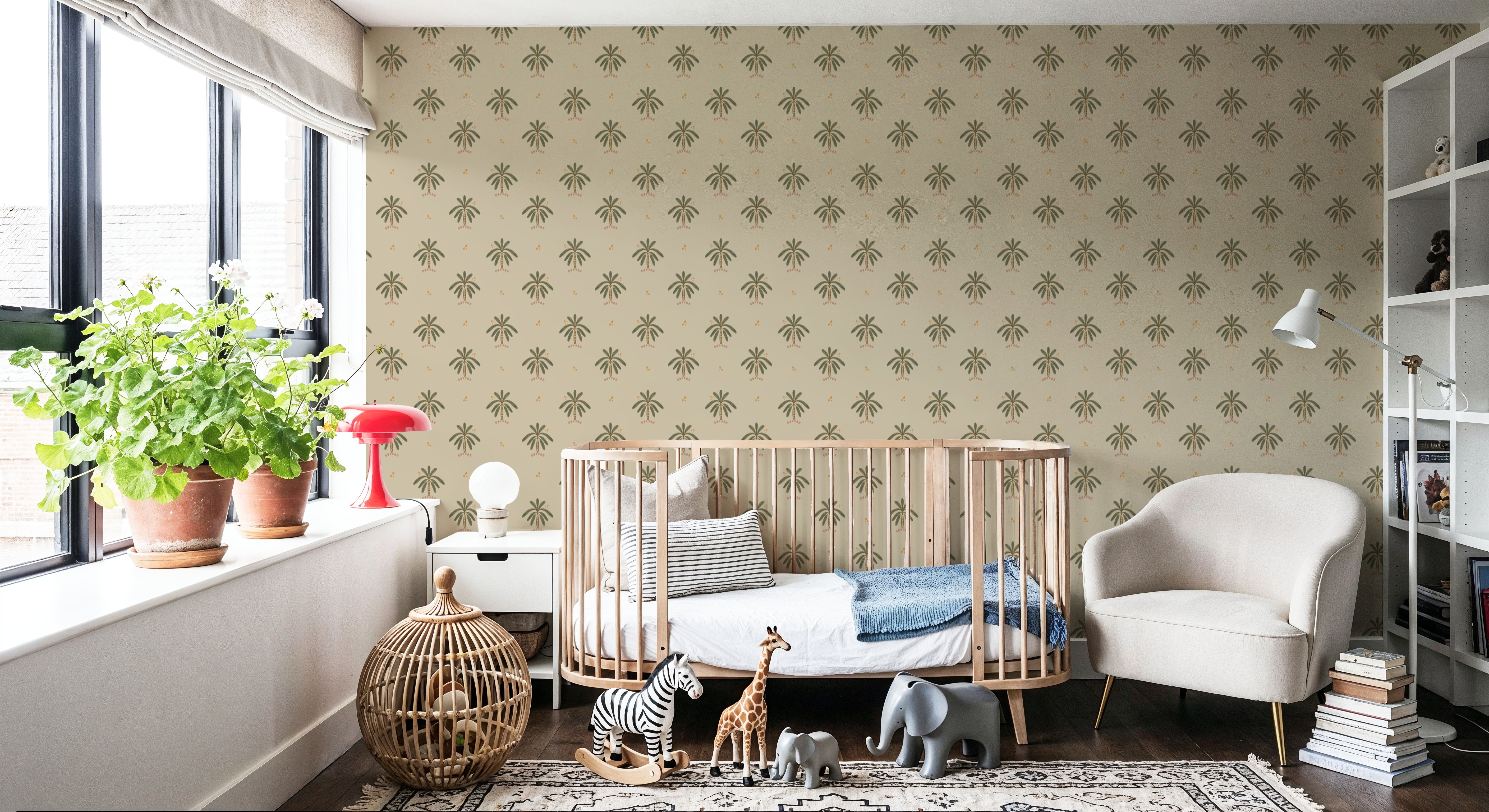 Boho Palms-Cave, Sage, Wallpaper