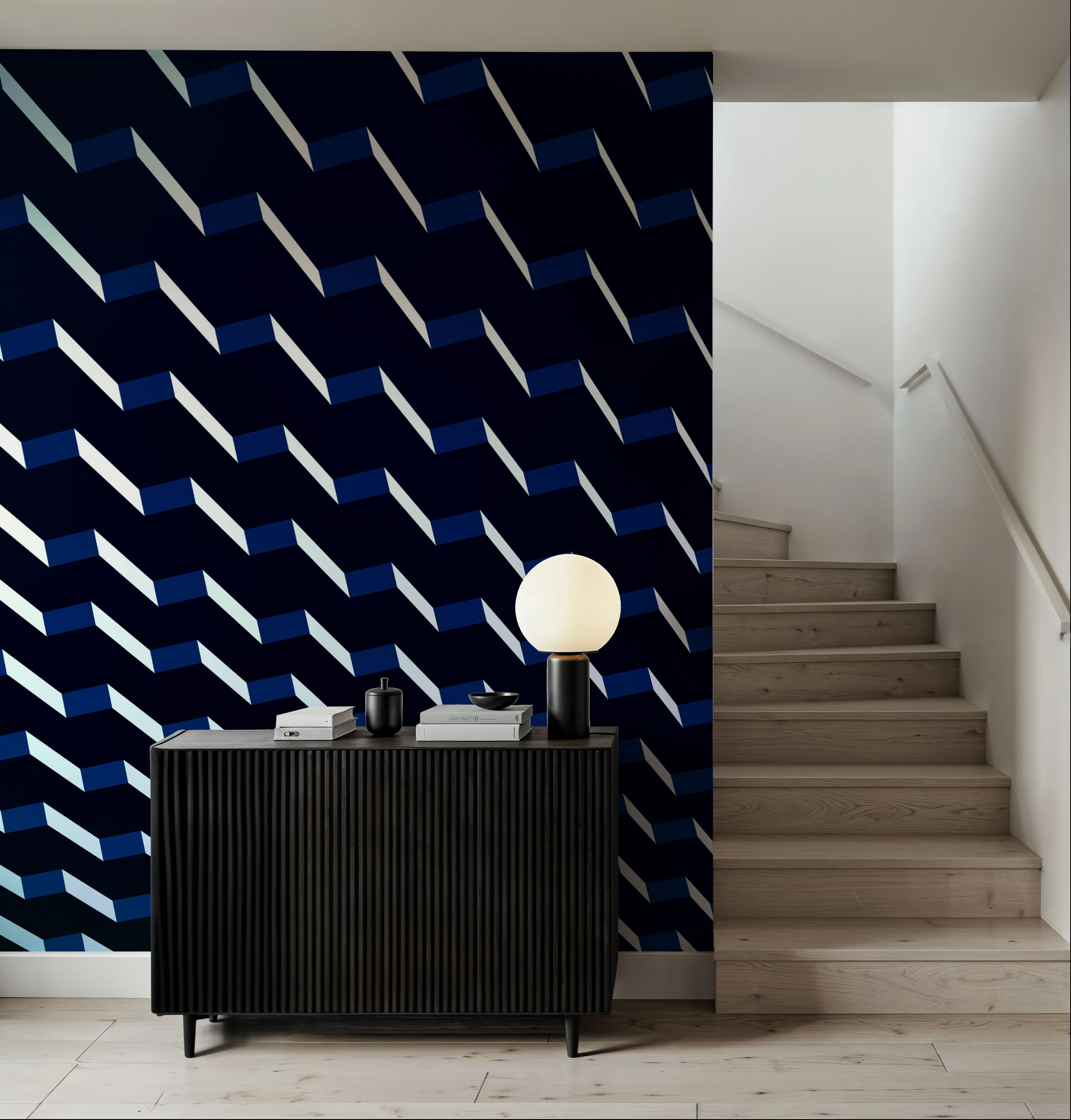 Wall Mural - Up or Across - Abstract Lines mural wallpaper - Hallway staircases - Wallism US - Premium, Textured or Peel & Stick
