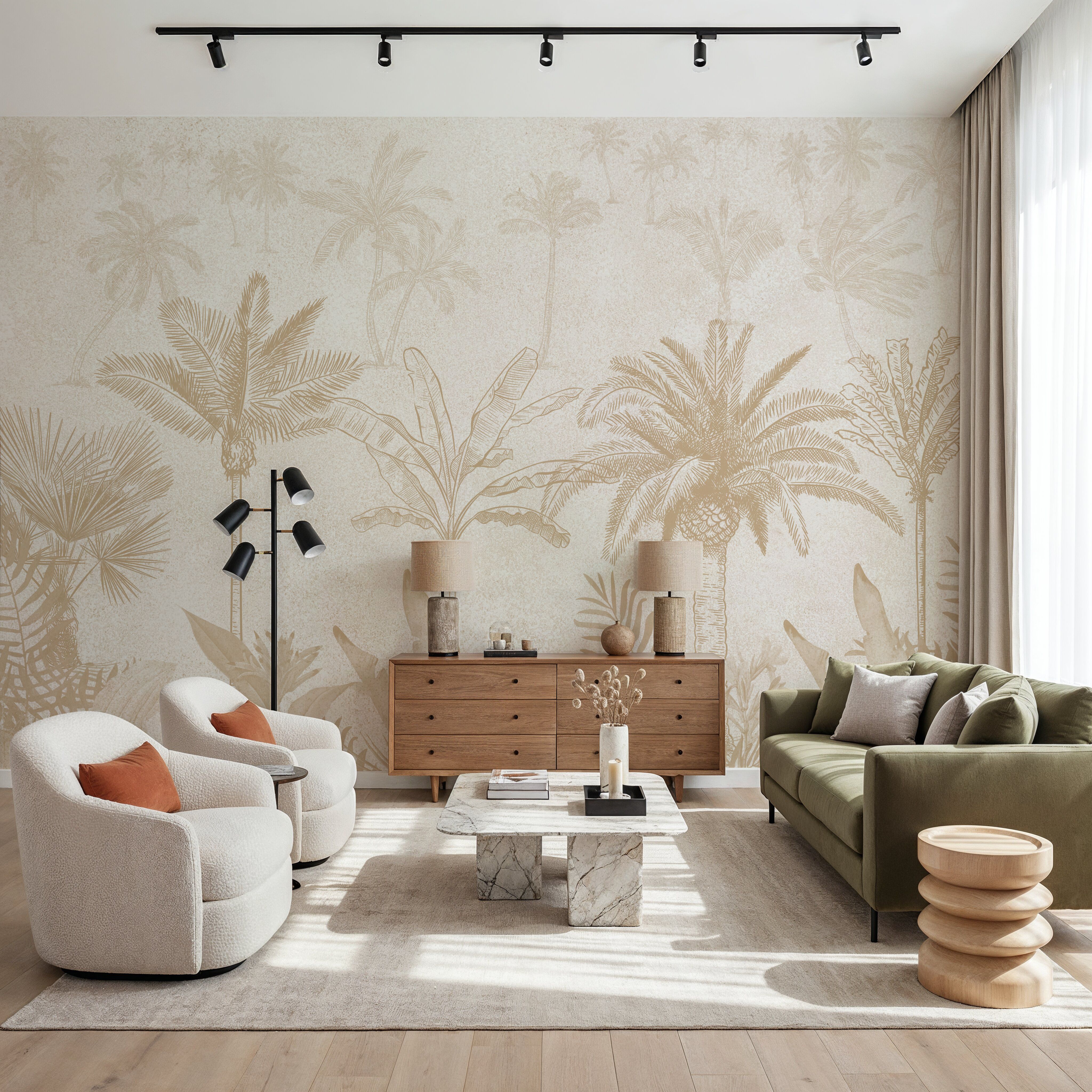 Wall Mural - Palm Reverie - Living room - Wallism US - Premium, Textured or Peel & Stick