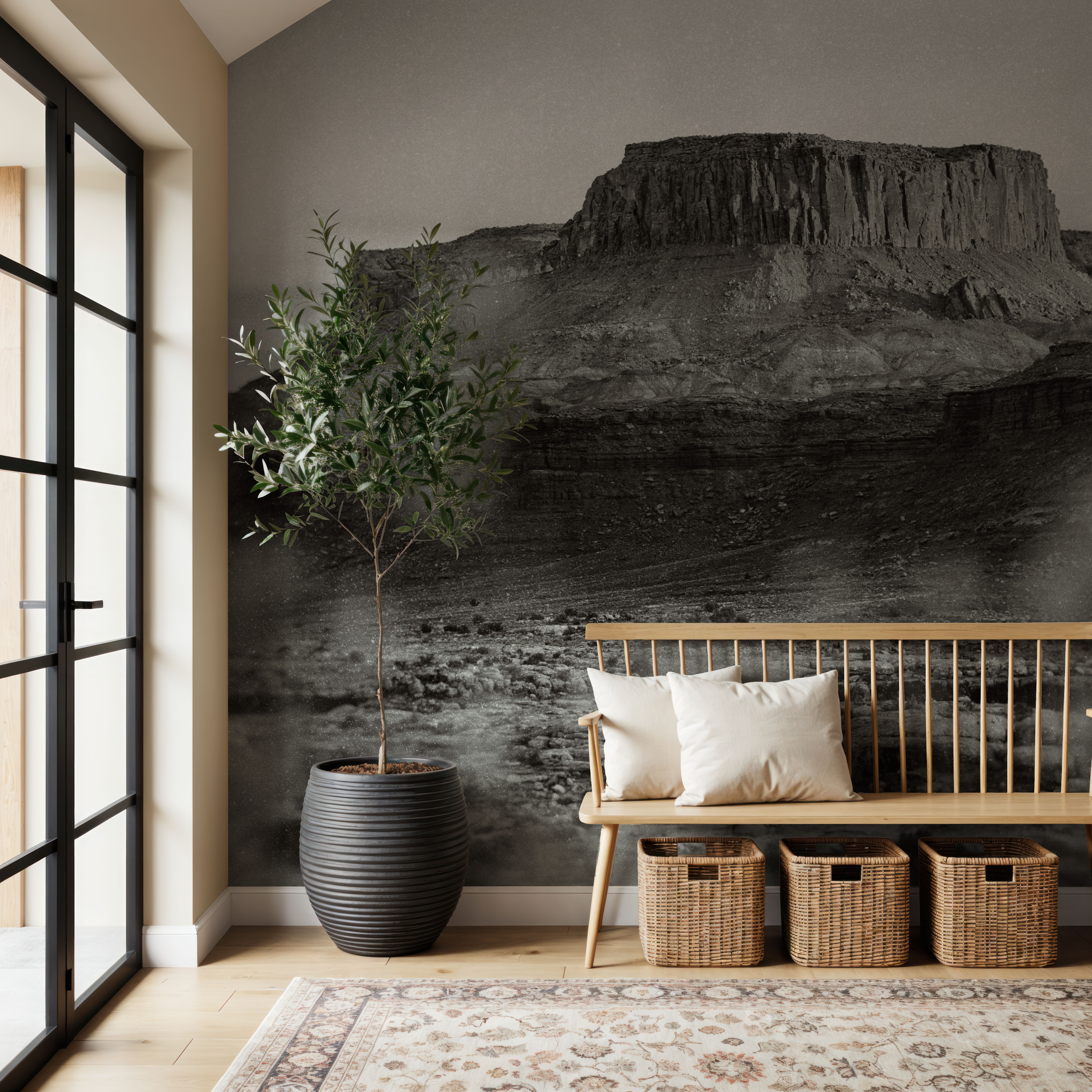 Wall Mural - My Landmark - Desert Landscapes mural wallpaper - Gray - Hallway staircases - Wallism US - Premium, Textured or Peel & Stick