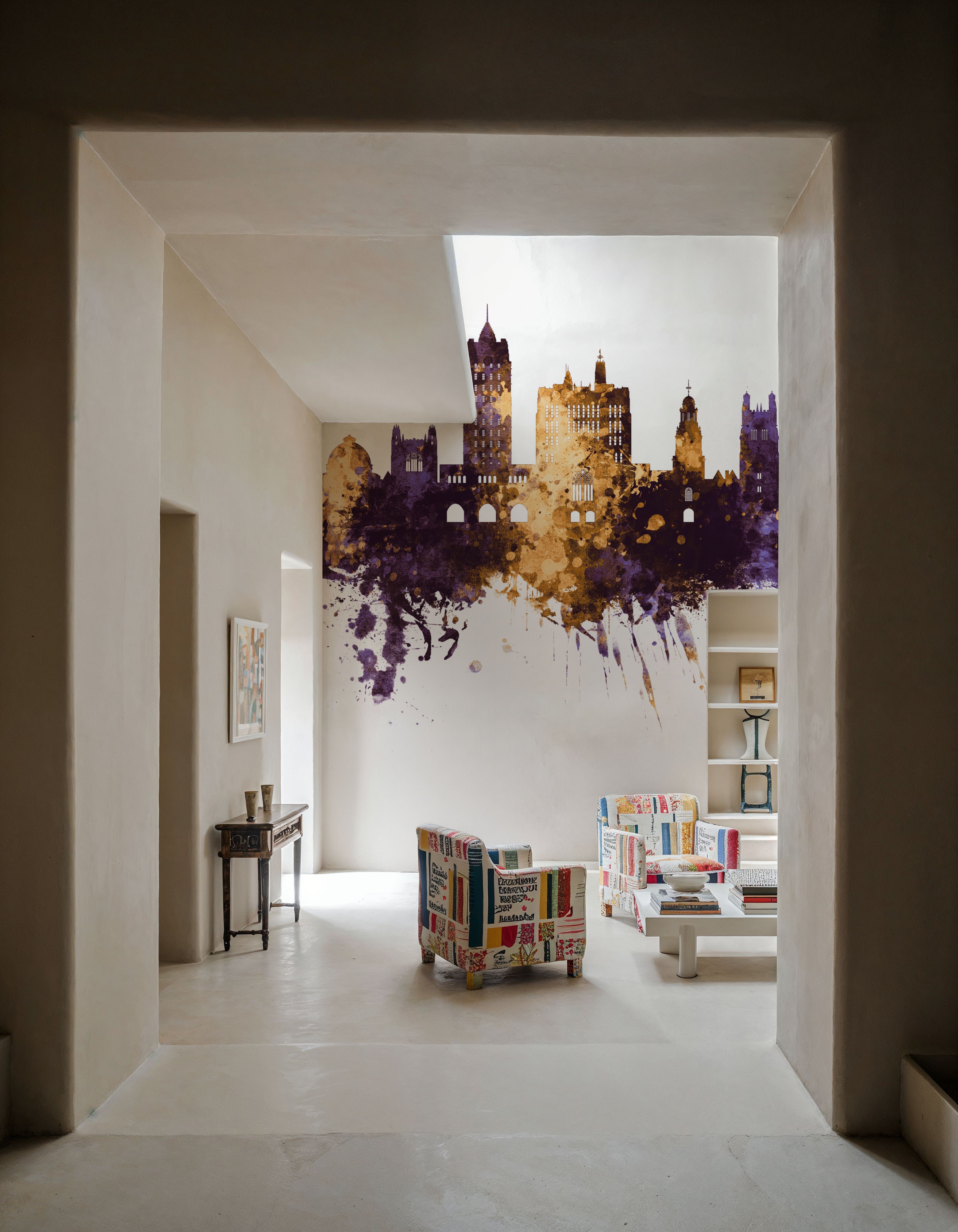 New Haven Connecticut Skyline Purlpe & Gold