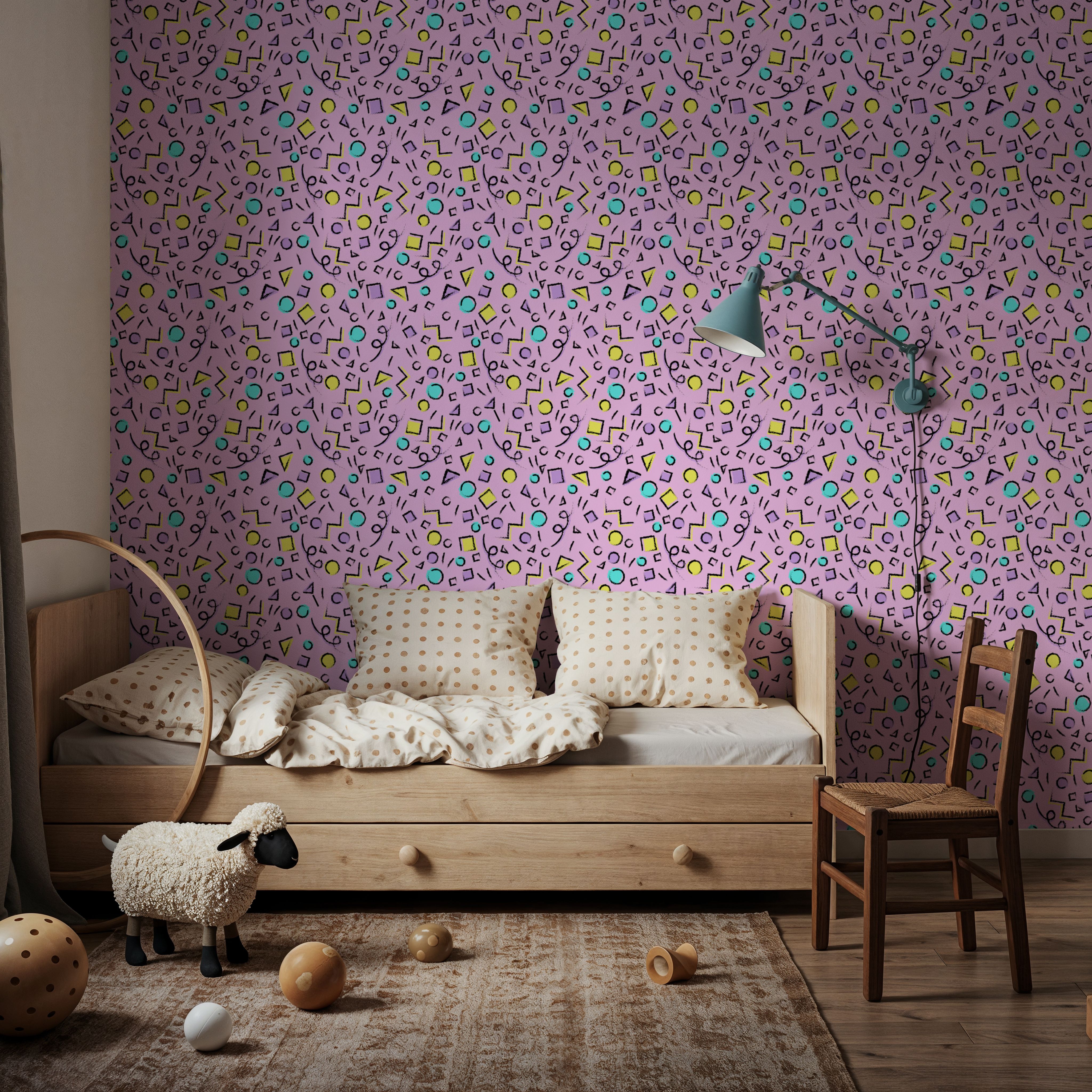 90's Confetti, Pink, Wallpaper