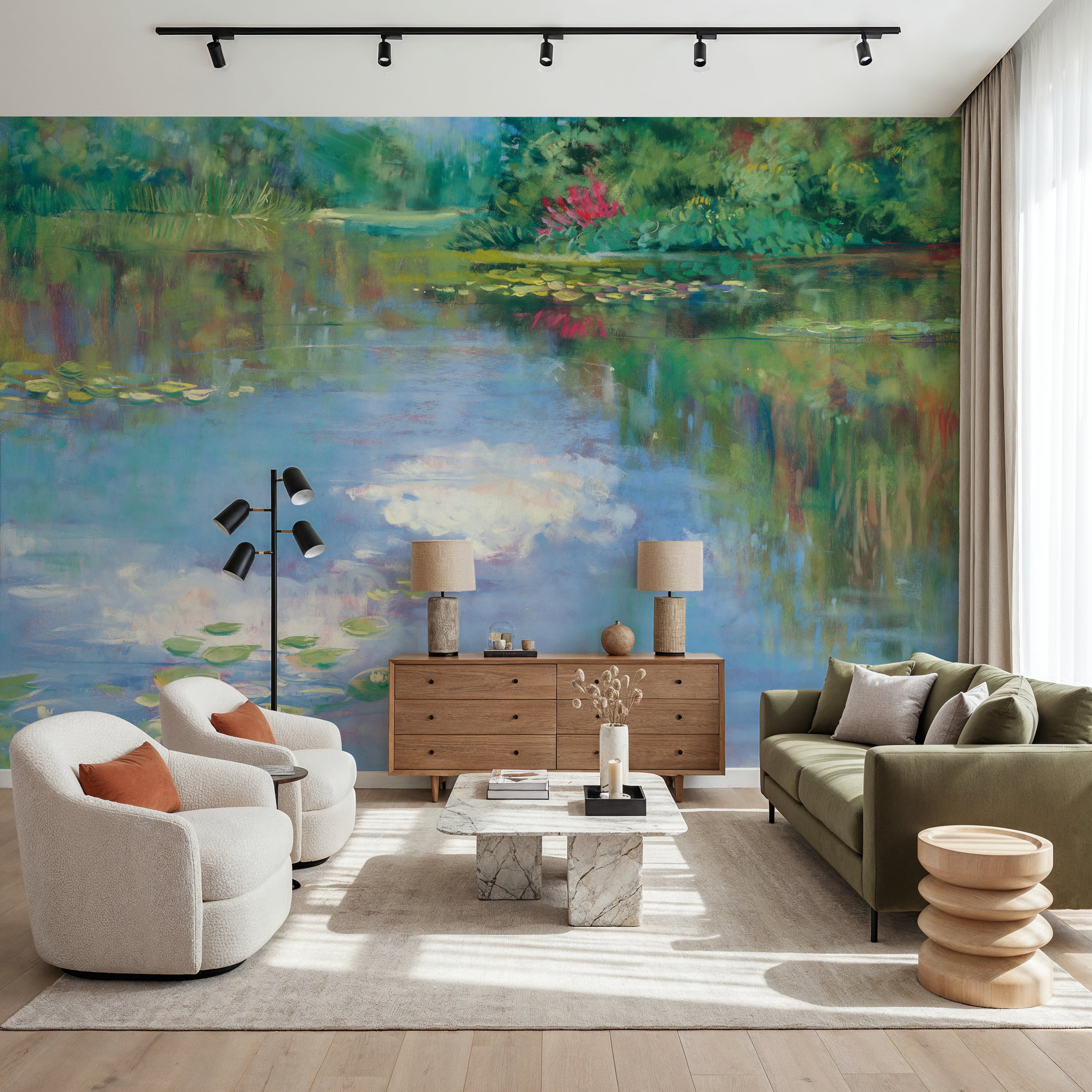 Wall Mural - Reflections - Foliage Rural mural wallpaper - Hallway staircases - Wallism US - Premium, Textured or Peel & Stick