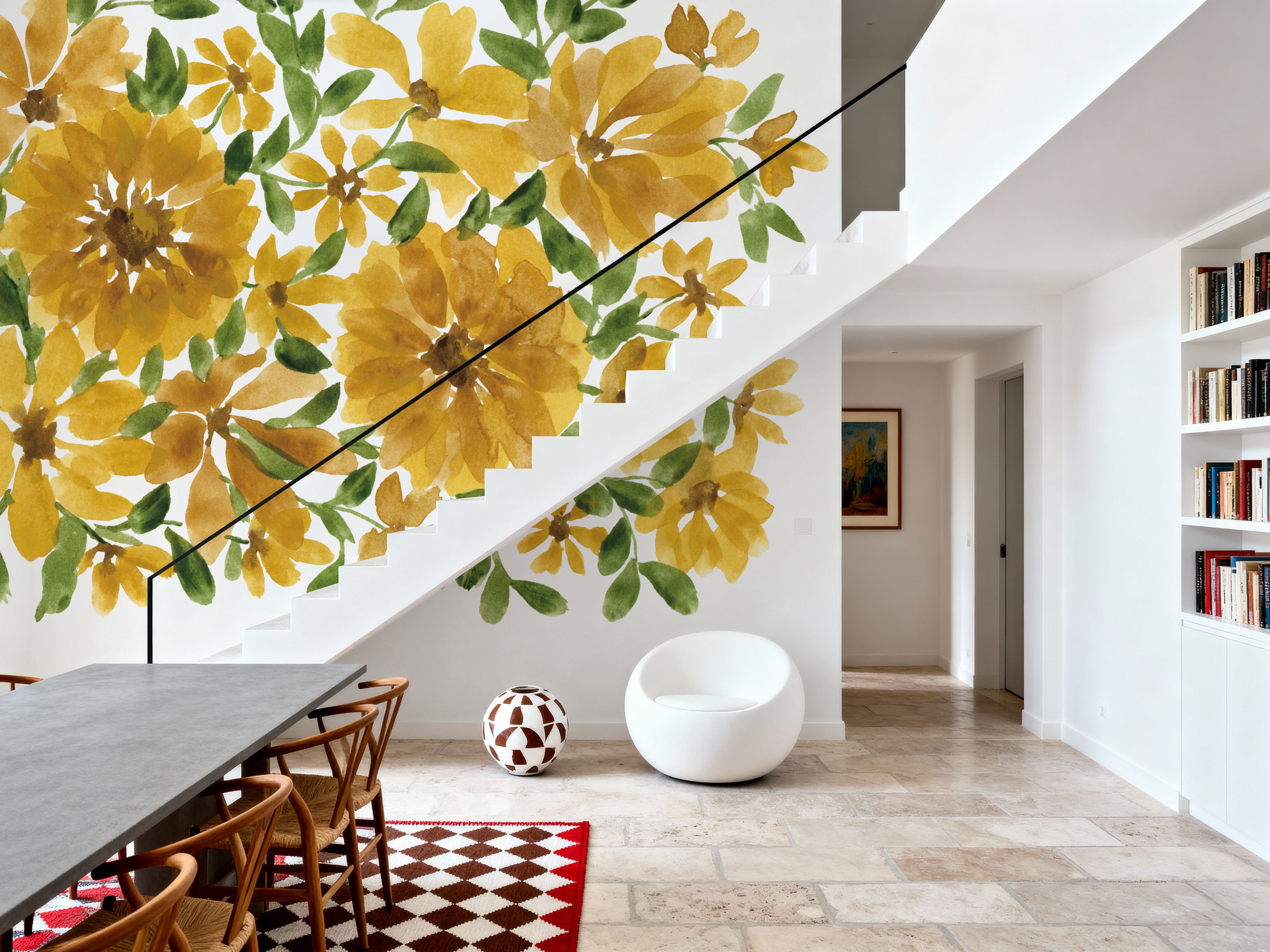 Wall Mural - Sunflower Blooms - Contemporary Nature mural wallpaper - Yellow - Dining Room - Wallism UK - Premium, Textured or Peel & Stick