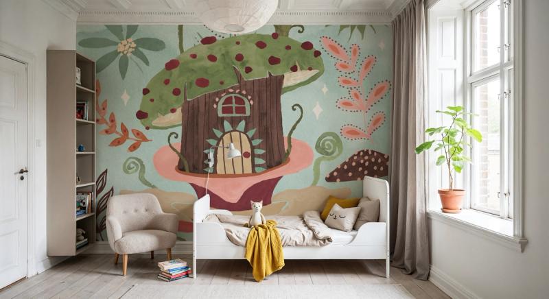 Floralscape Fairies IV wallpaper mural 100% PVC-free and non-toxic