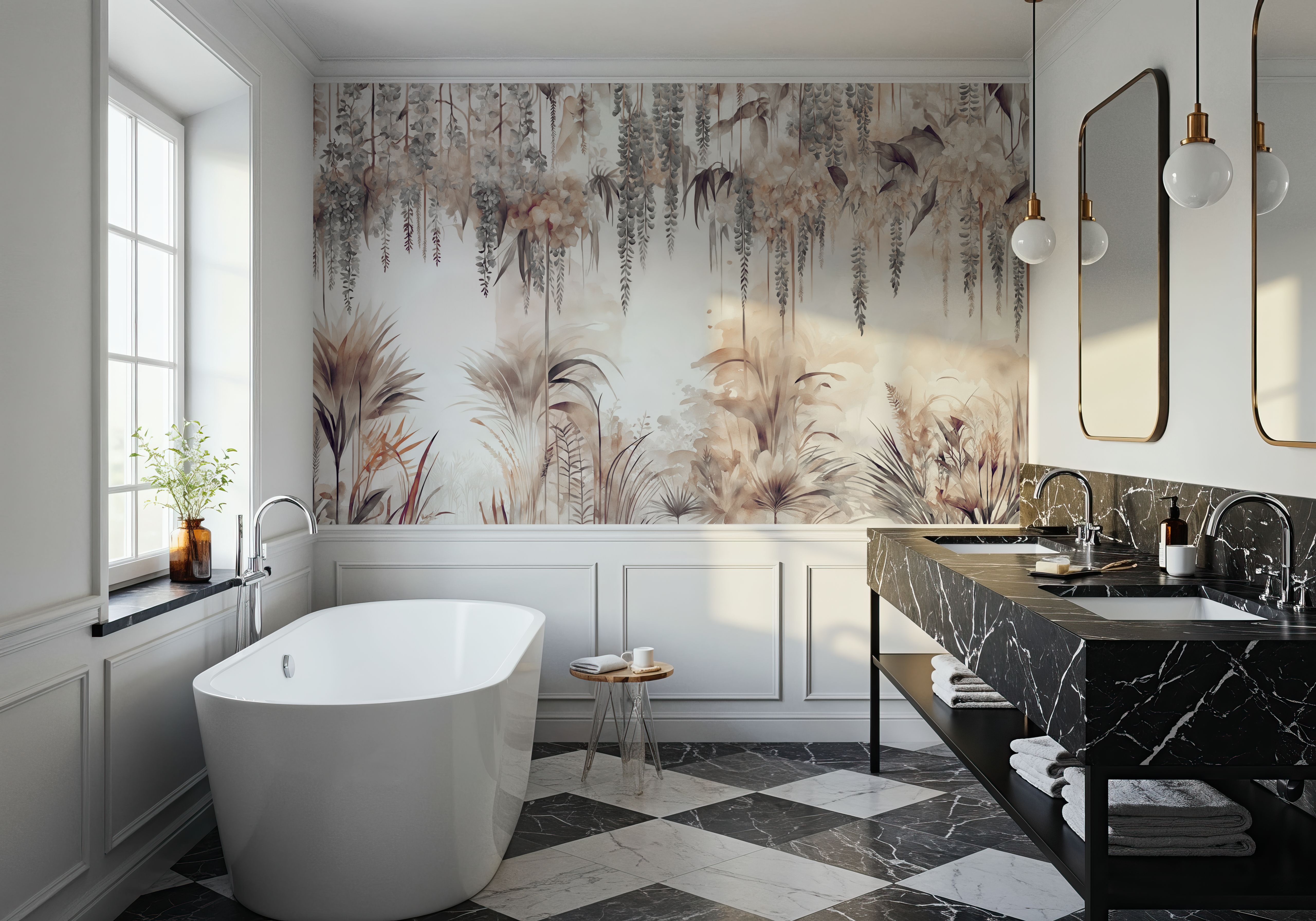 Wisteria Garden Warm, Wallpaper