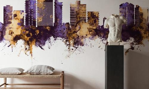 San Mateo California Skyline Purple & Gold