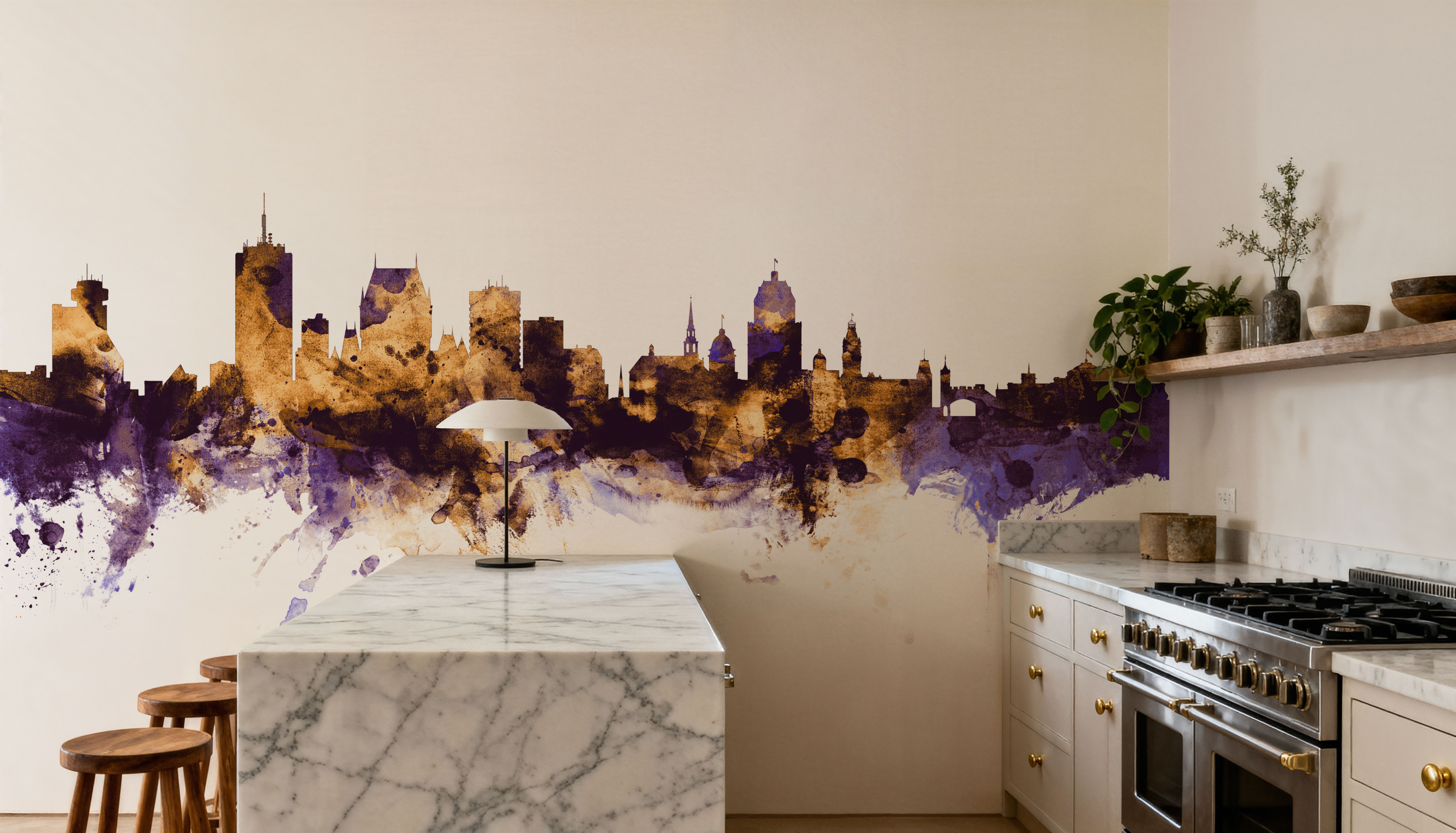 Quebec Canada Skyline Purple & Gold, Papier peint