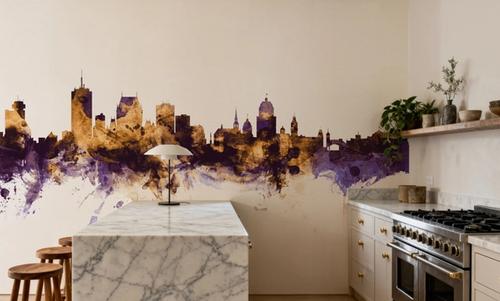 Quebec Canada Skyline Purple & Gold