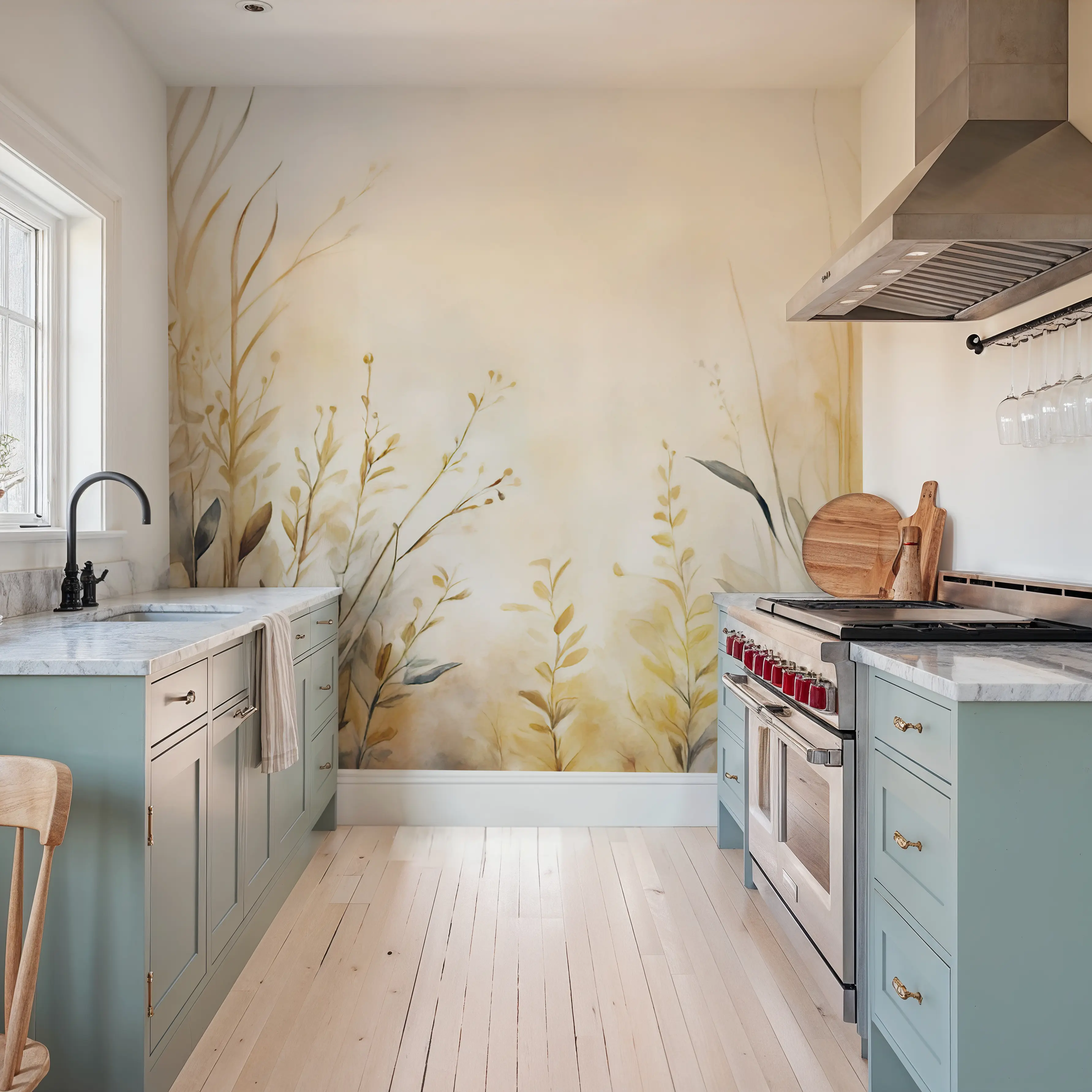 Fotobehang - Garden of Peace Yellow - Abstract Kunst Natuur Mural - Geel - Slaapkamers - Wallism België - Zelfklevend of Vliesbehang