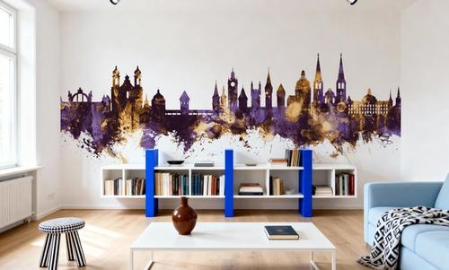 Lucerne Switzerland Luzern Skyline Purple & Gold