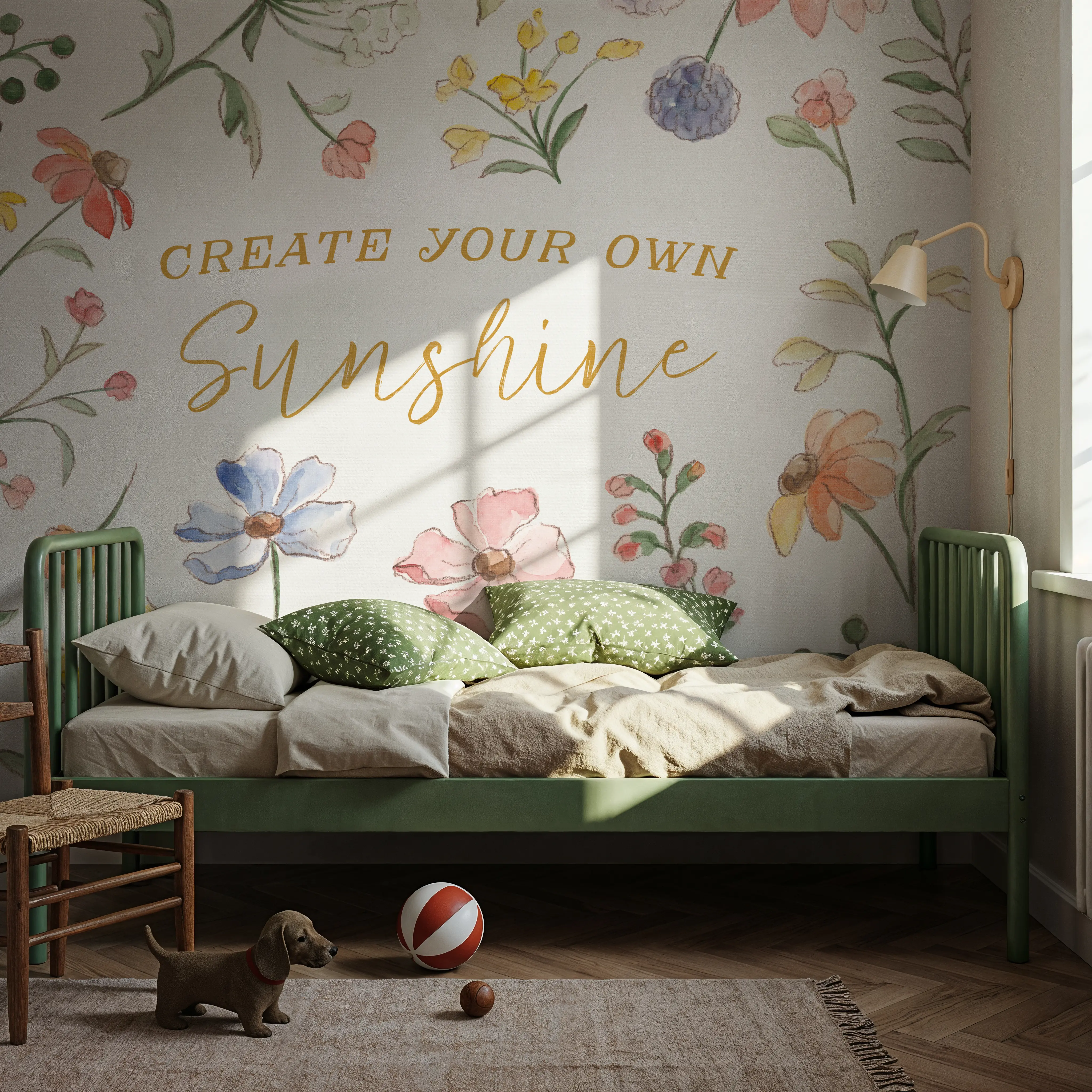 Fotobehang - Wild Blooms VI - Bloemen Natuur Mural - Wit - Kinderkamer - Wallism België - Zelfklevend of Vliesbehang