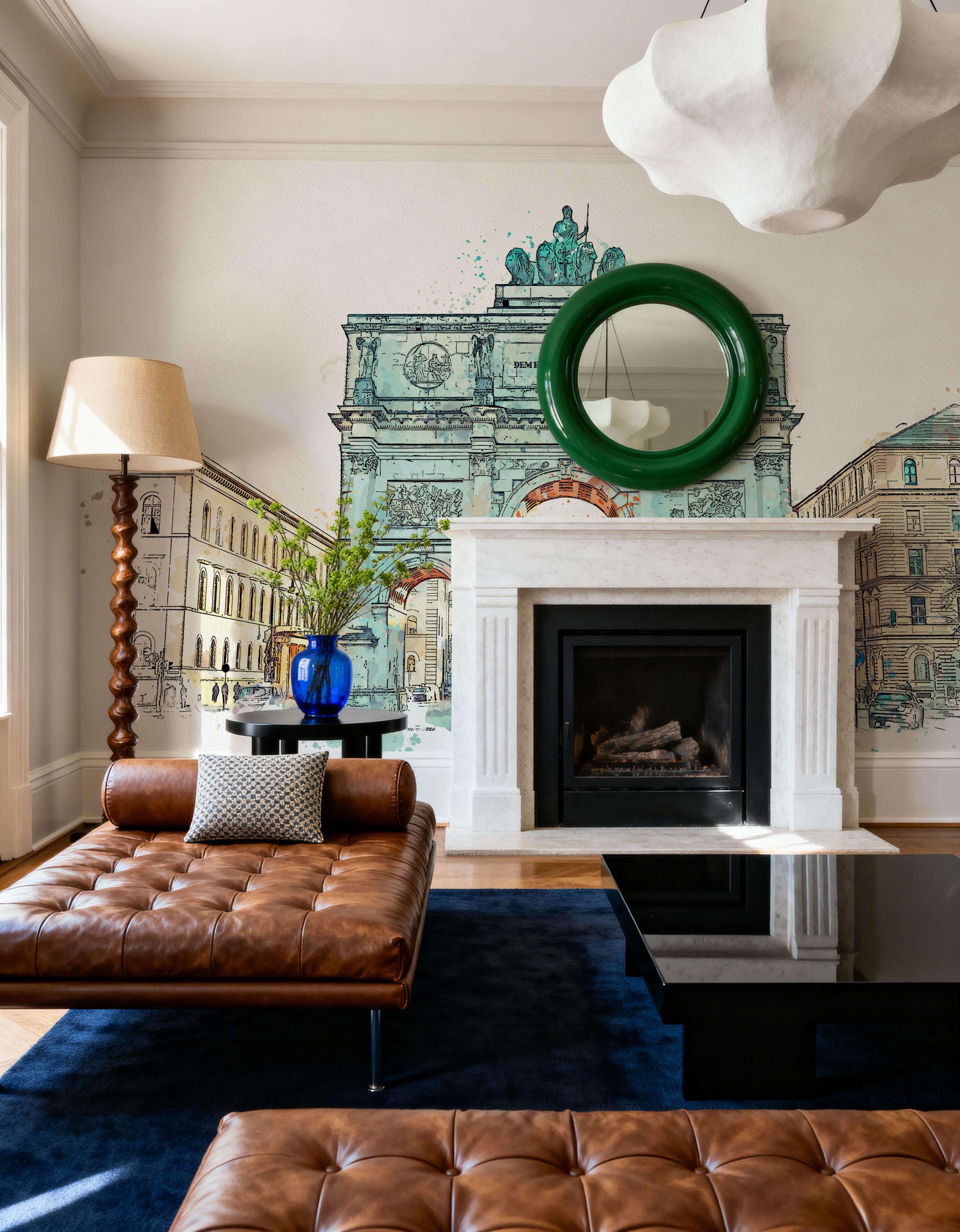 Wall Mural - Victory Gate Siegestor in Munich - Architecture Travel & Landmarks mural wallpaper - Blue - Offices - Wallism US