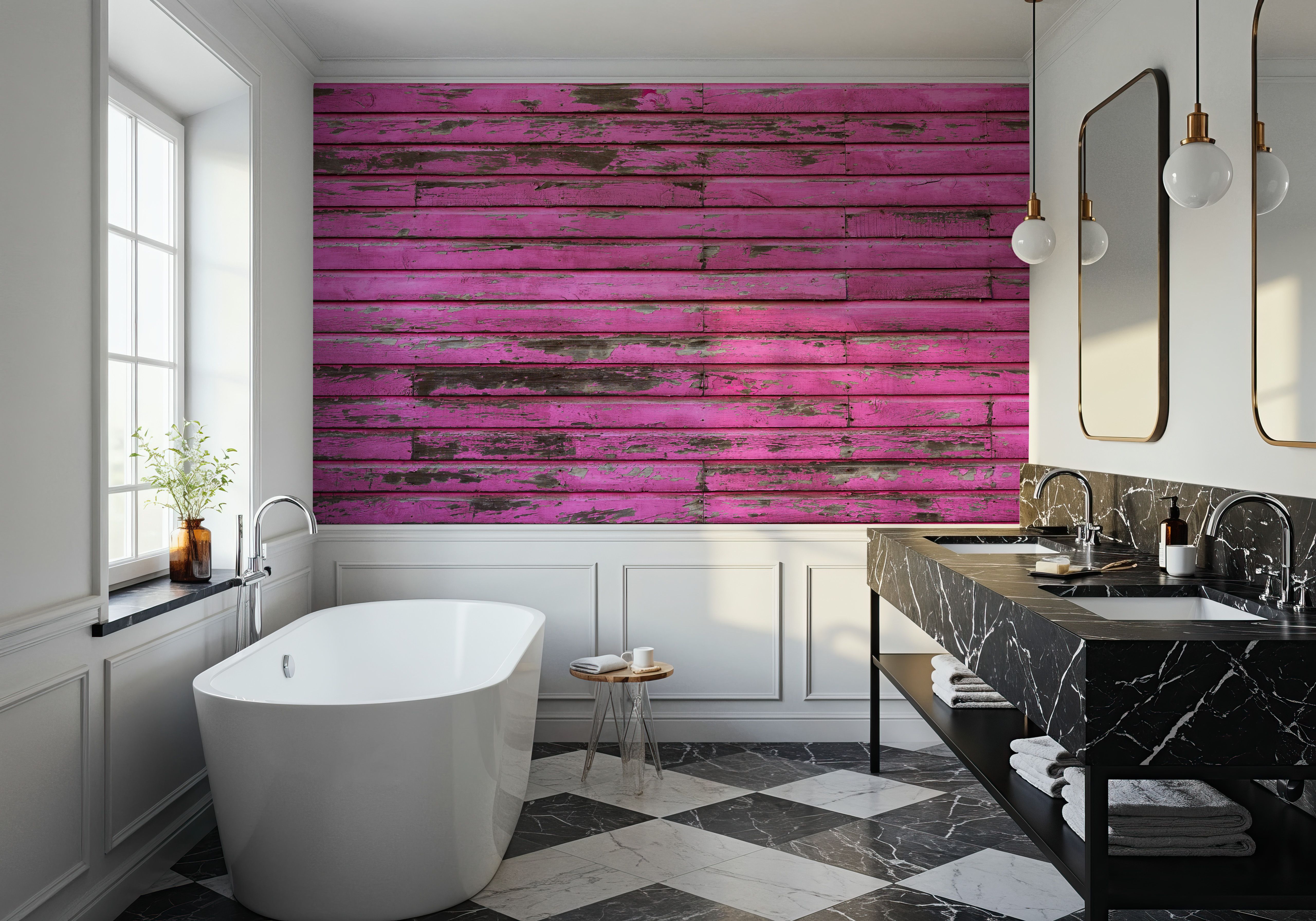 Rustic Pink Panels, Wallpaper