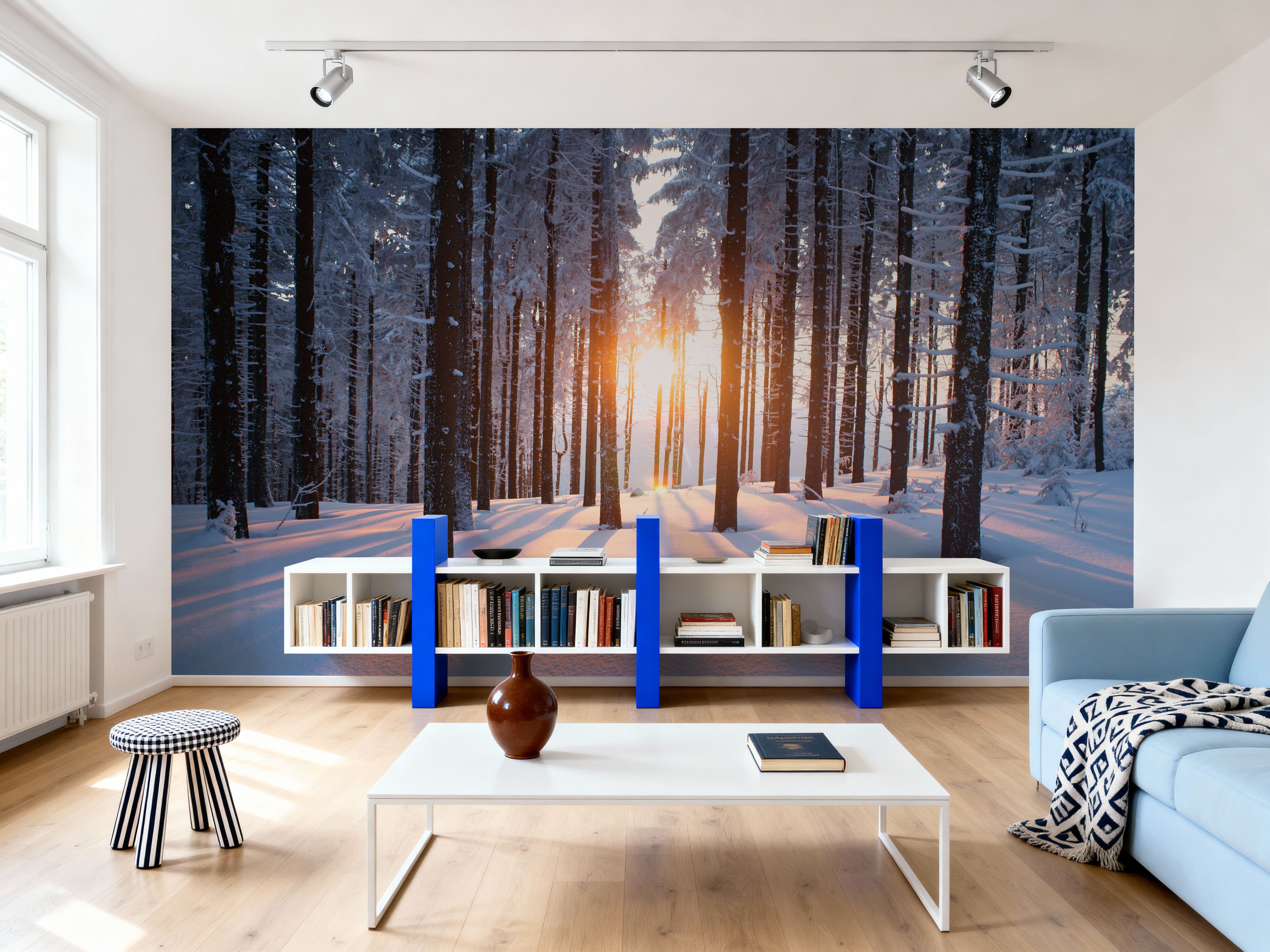 Snowy Woods at Sunset