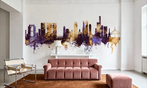 Osaka Skyline Purple & Gold