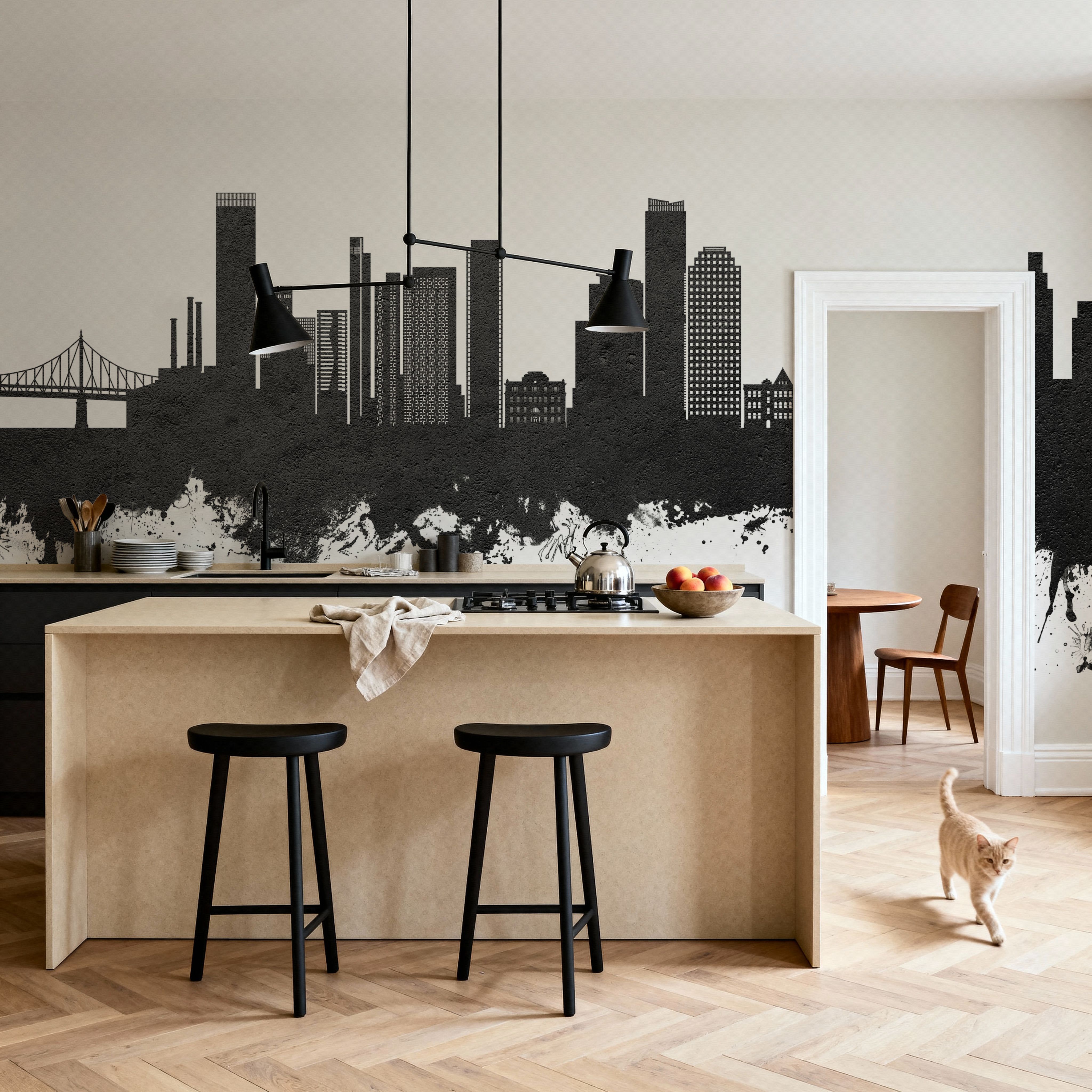 Queens New York Skyline Black & White