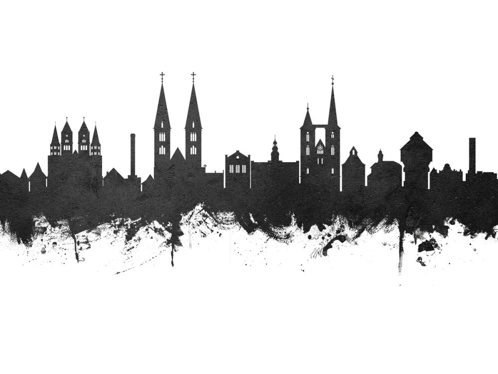 Halberstadt Germany Skyline Black & White