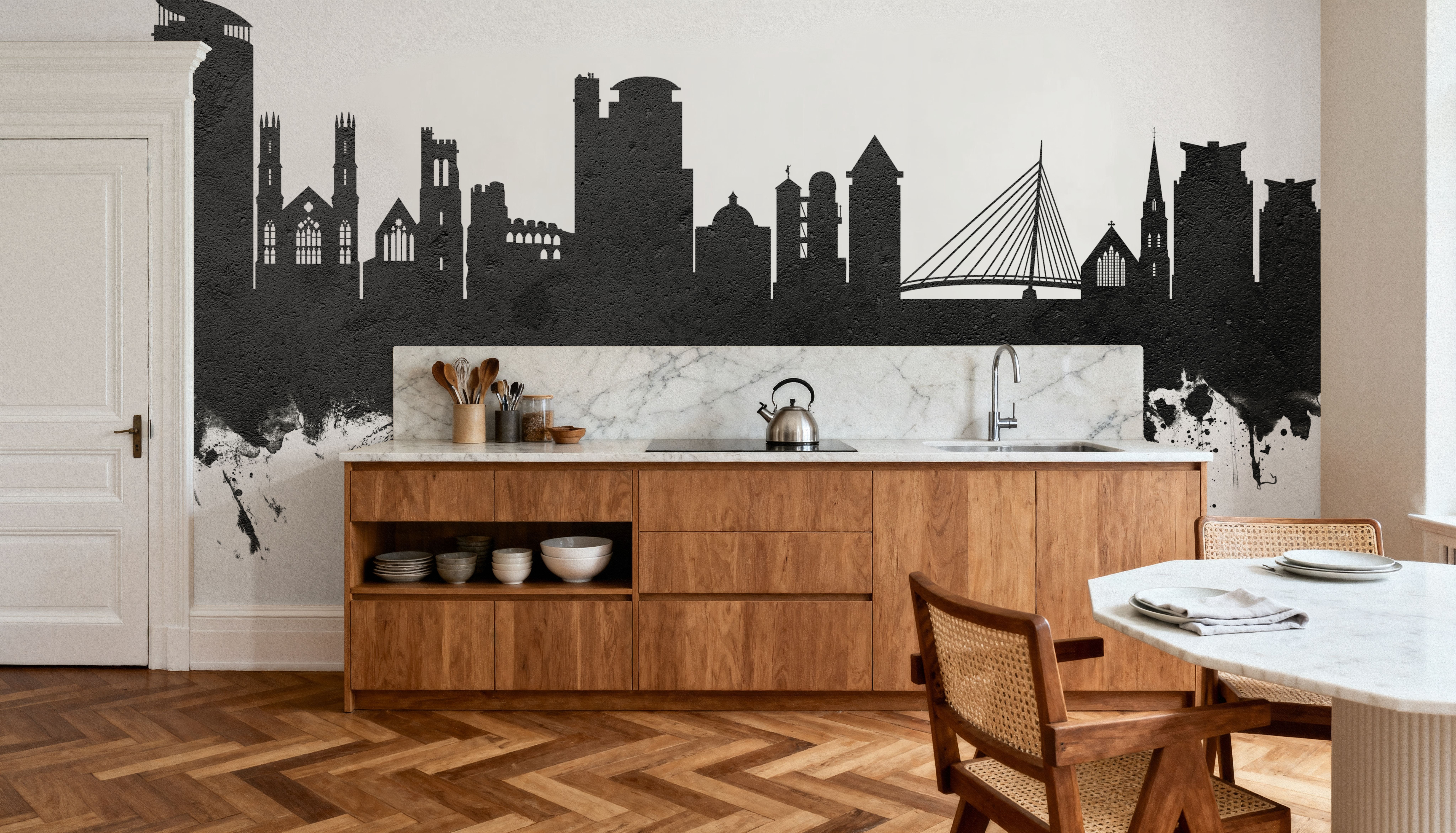 Swansea Wales Skyline Black & White, Wallpaper