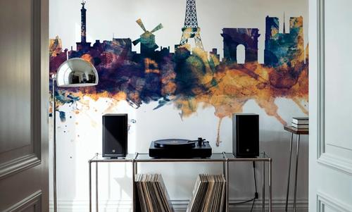 Paris Skyline Blue & Bronze