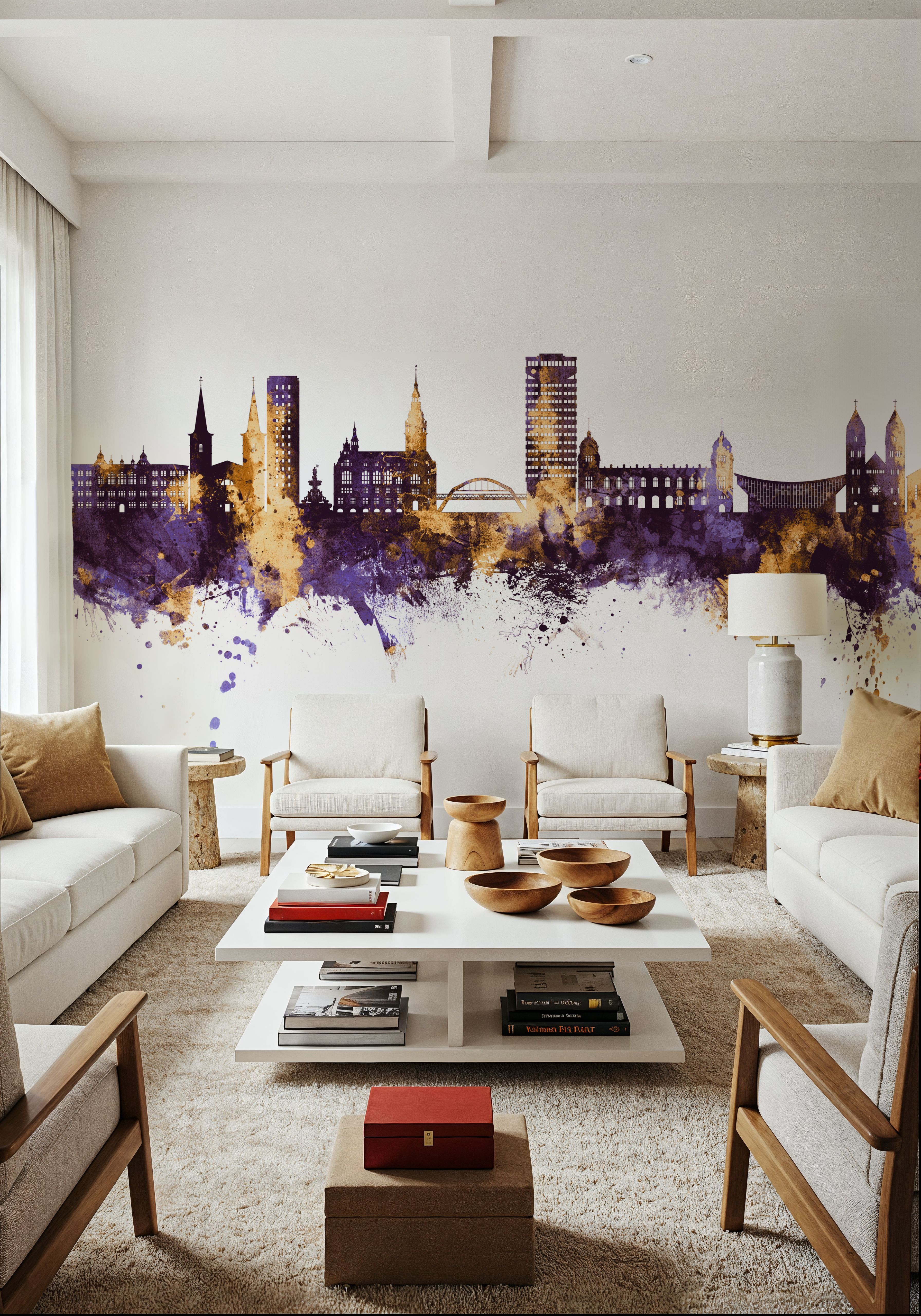 Wuppertal Germany Skyline Purple & Gold