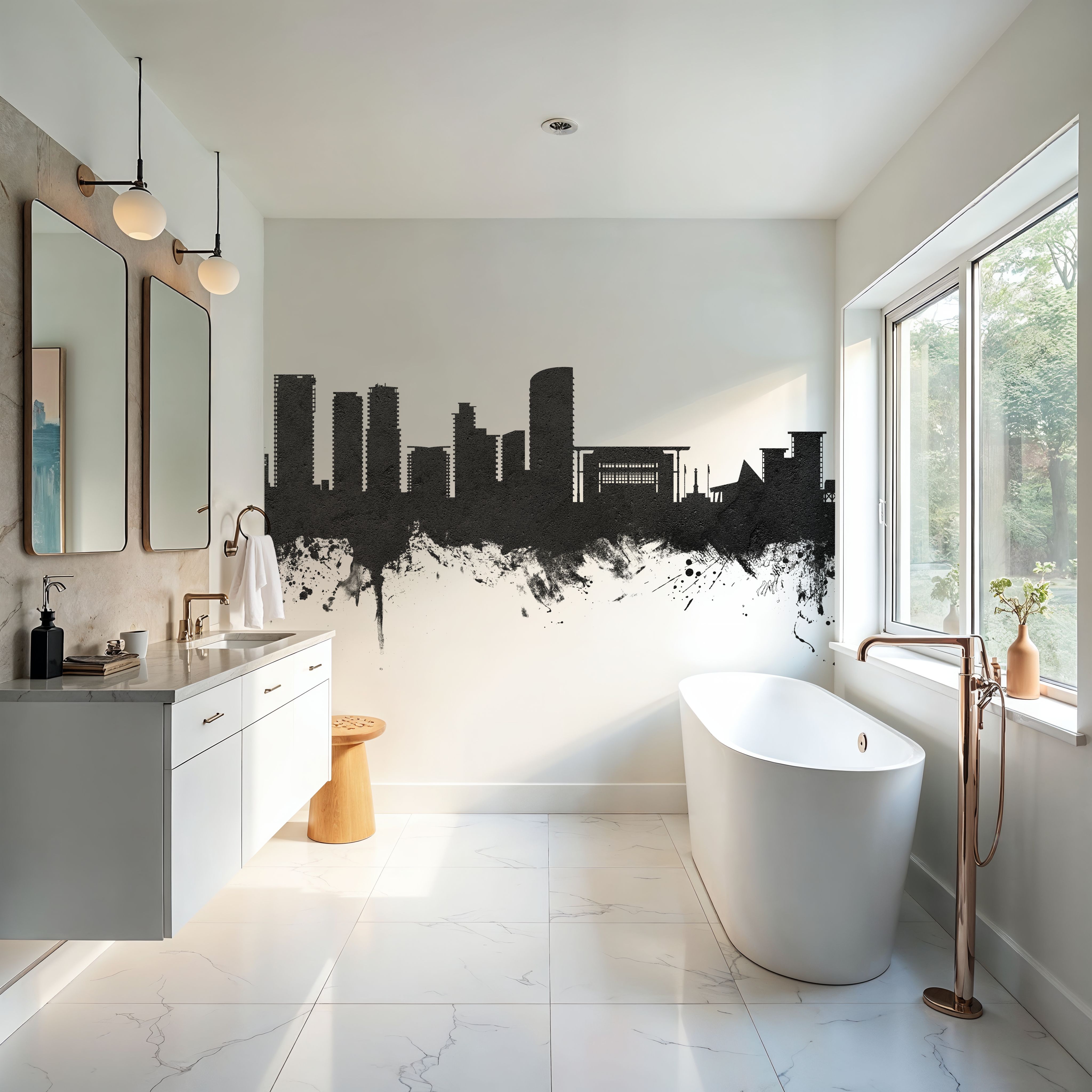 Darwin Australia Skyline Black & White