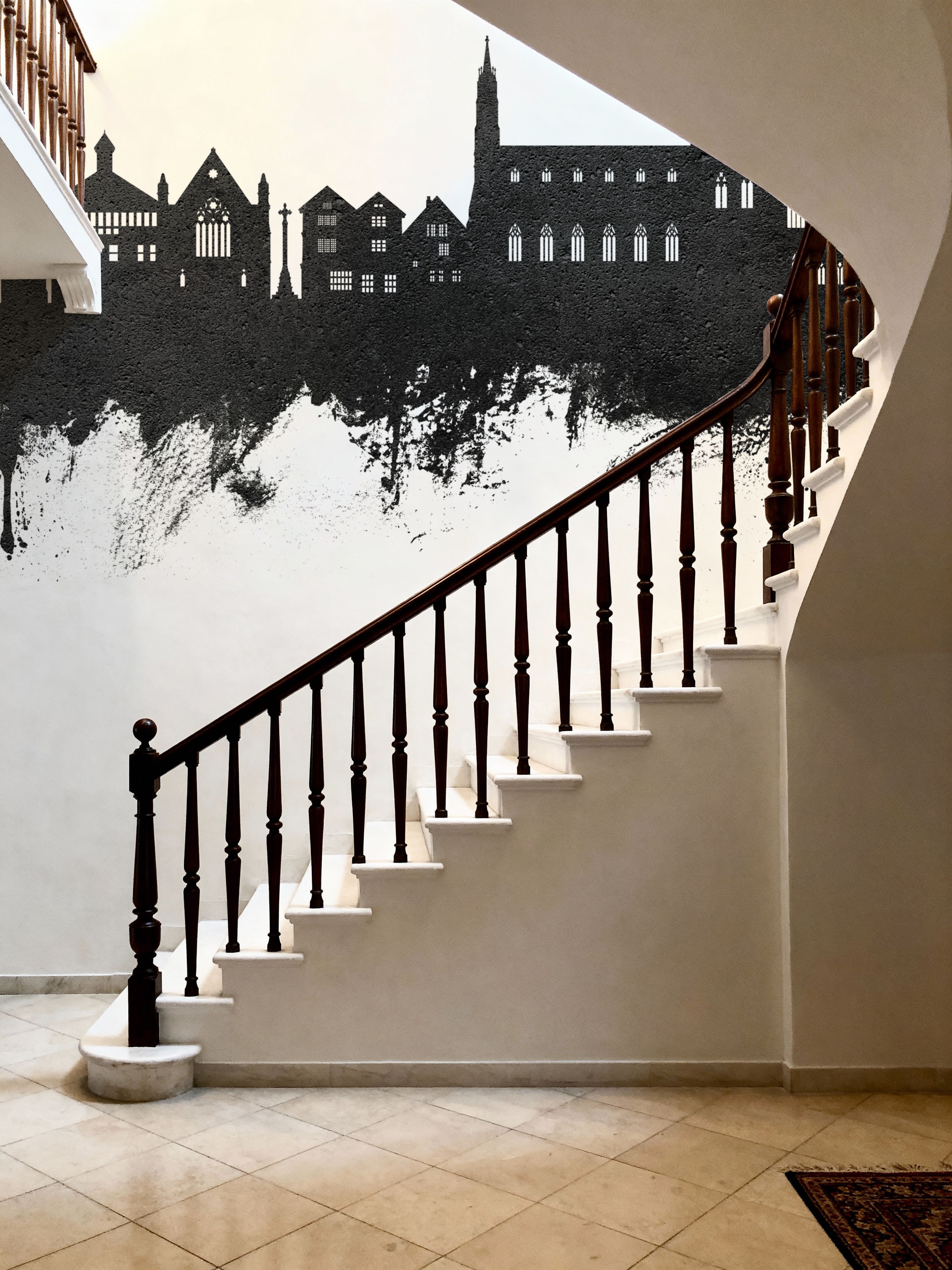 Tewkesbury England Skyline Blck & White