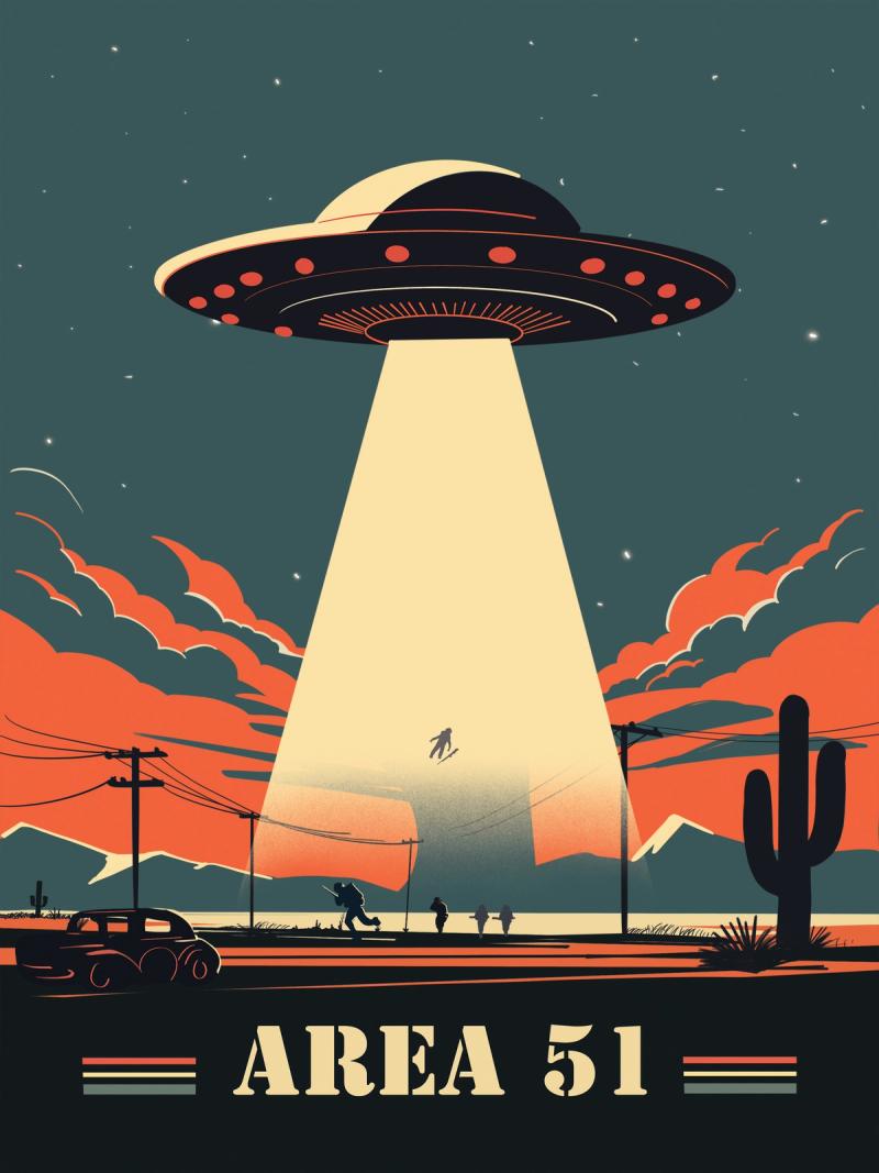Area 51 UFO wallpaper mural 100% PVC-free and non-toxic