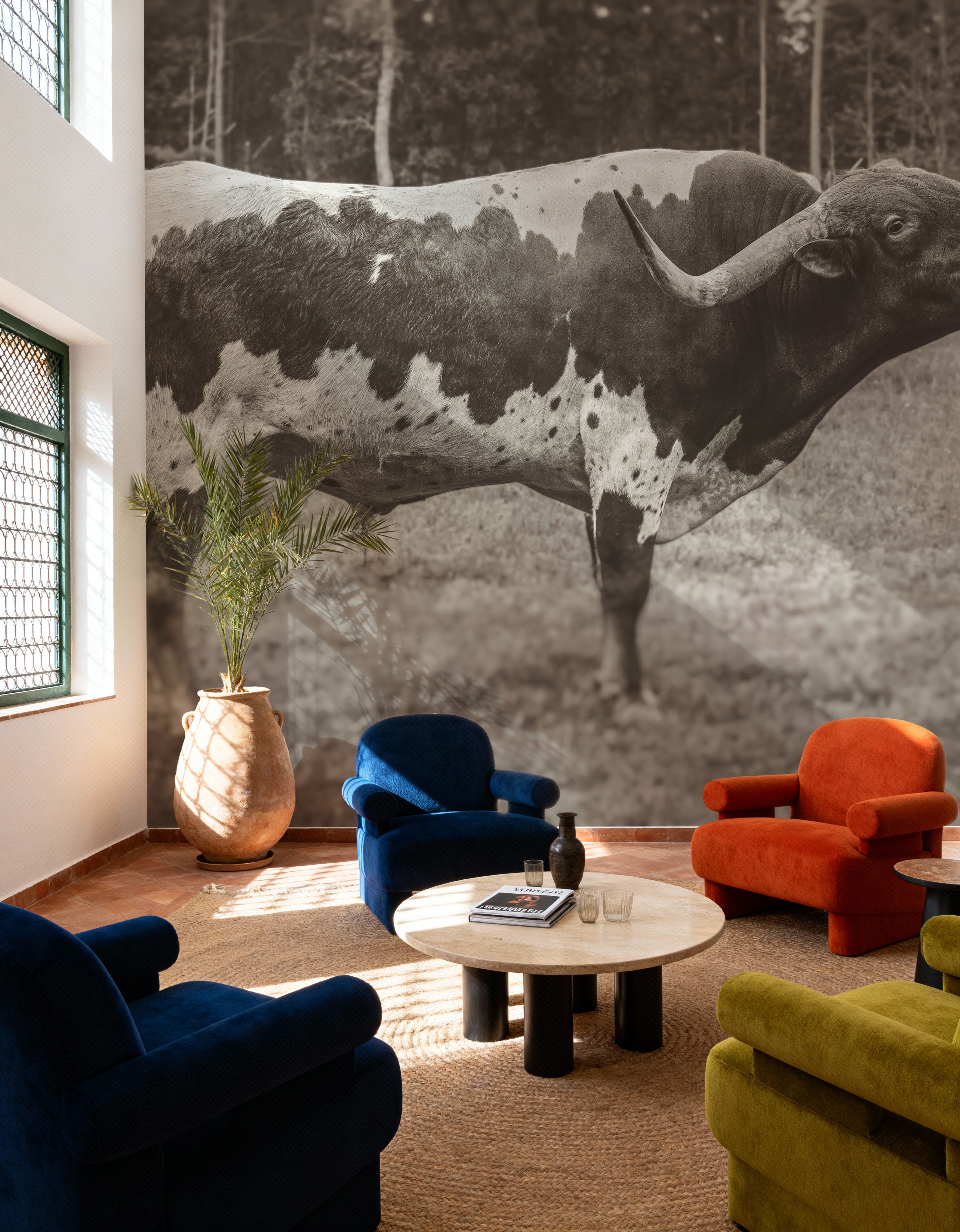 Wall Mural - Longhorn Bull Sepia - Farm Rural mural wallpaper - Hallway staircases - Wallism US - Premium, Textured or Peel & Stick