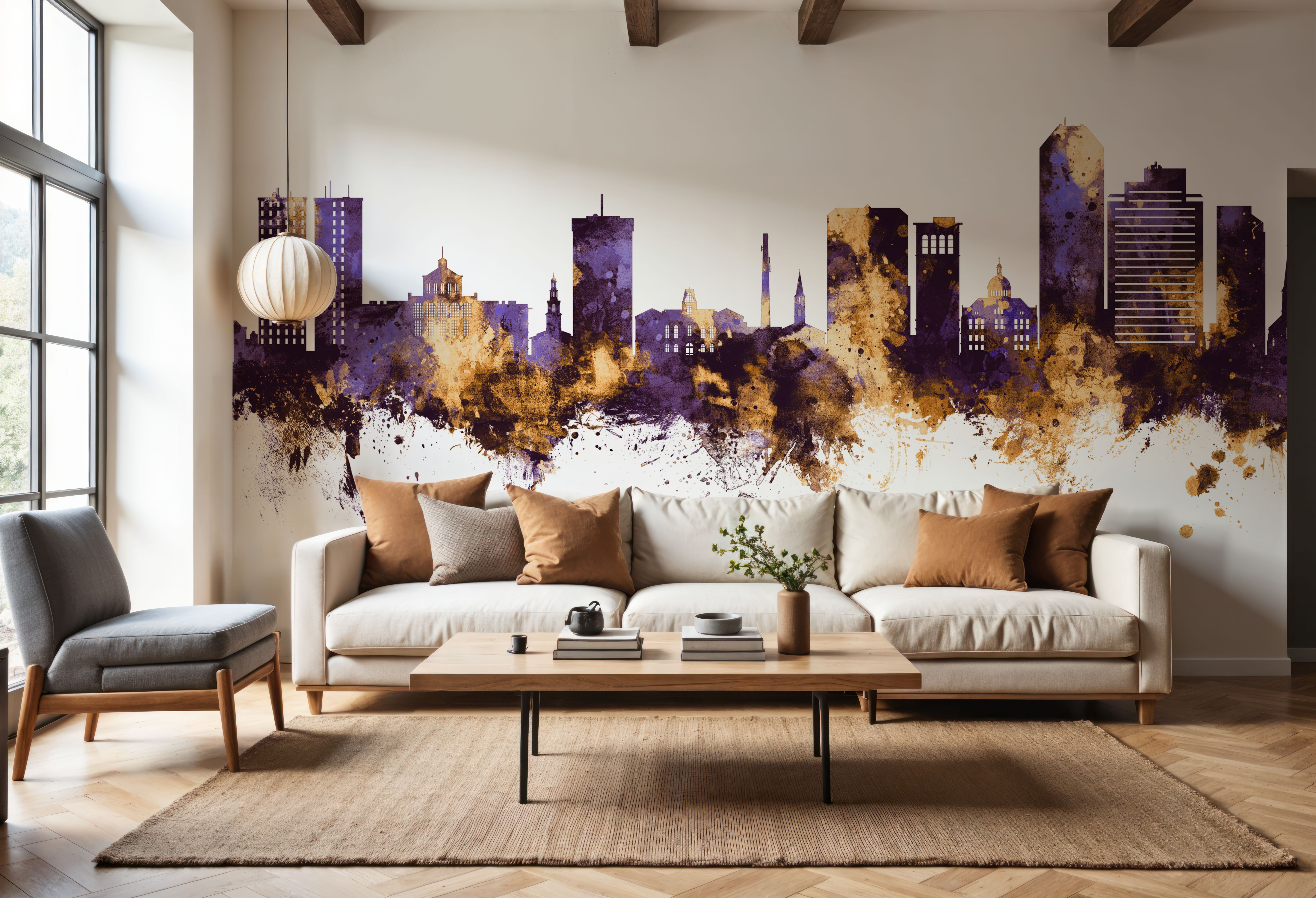 Lexington Kentucky Skyline Purple & Gold, Wallpaper