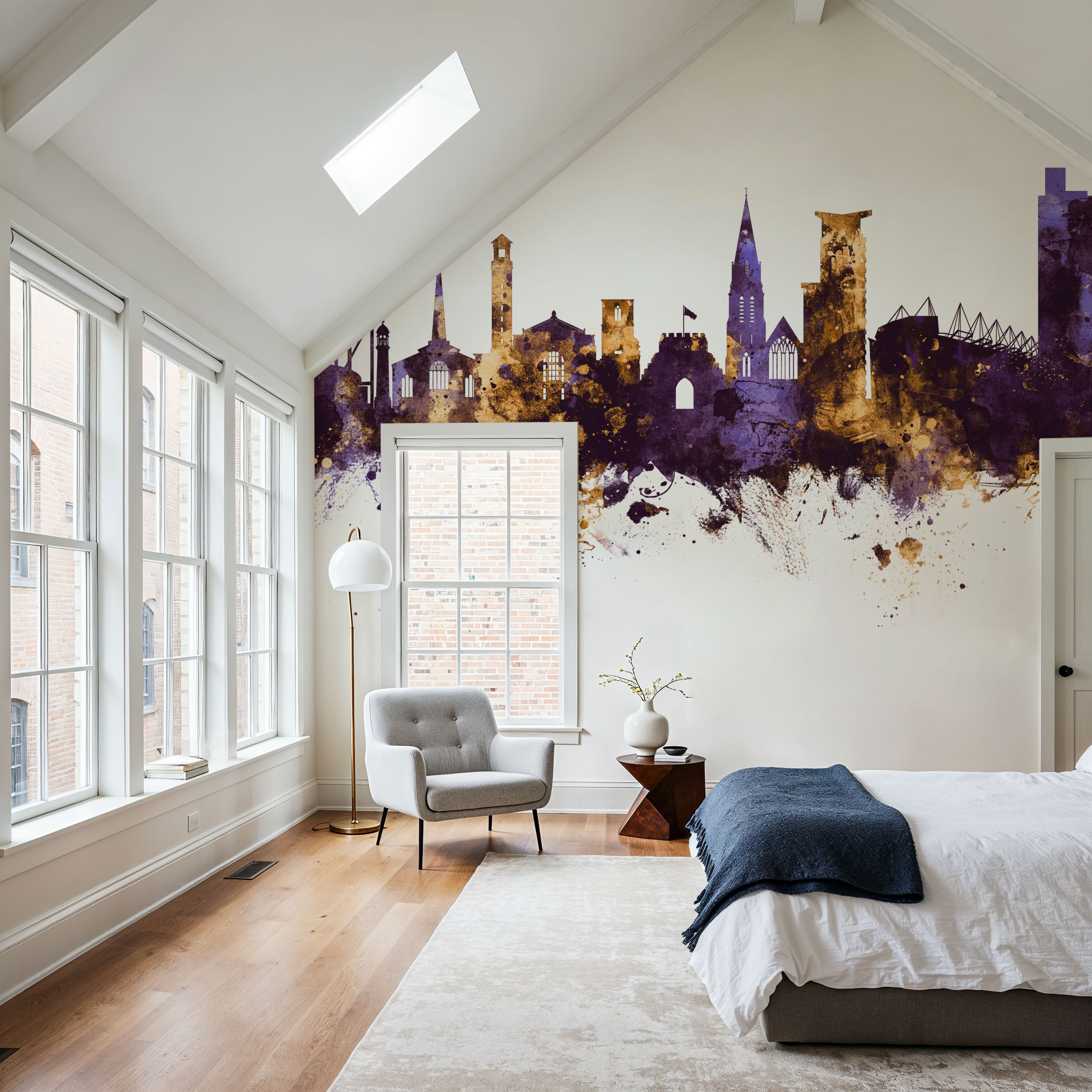 Southampton England Skyline Purple & Gold