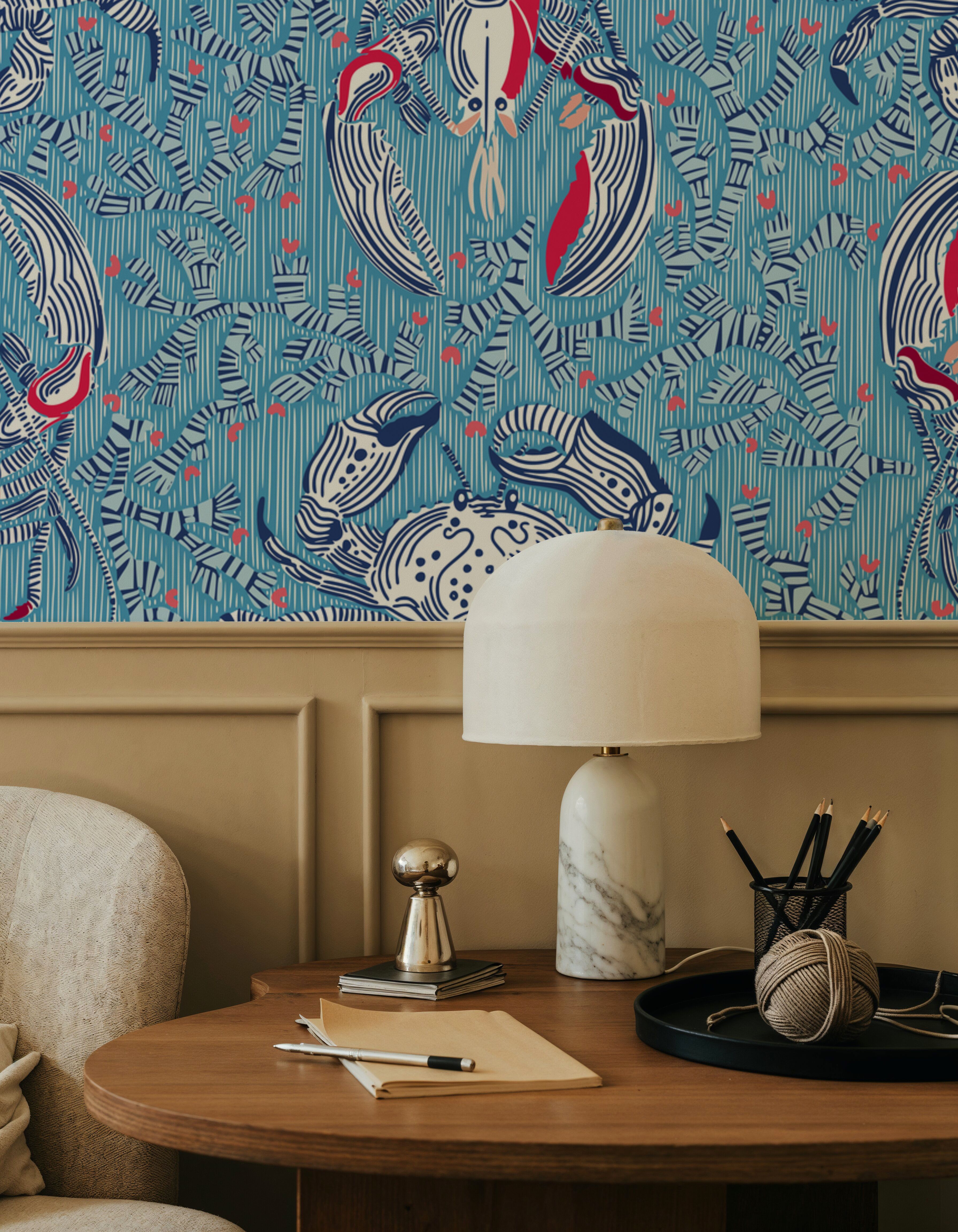 Lobster and Crab Coastal Nostalgia, Blue