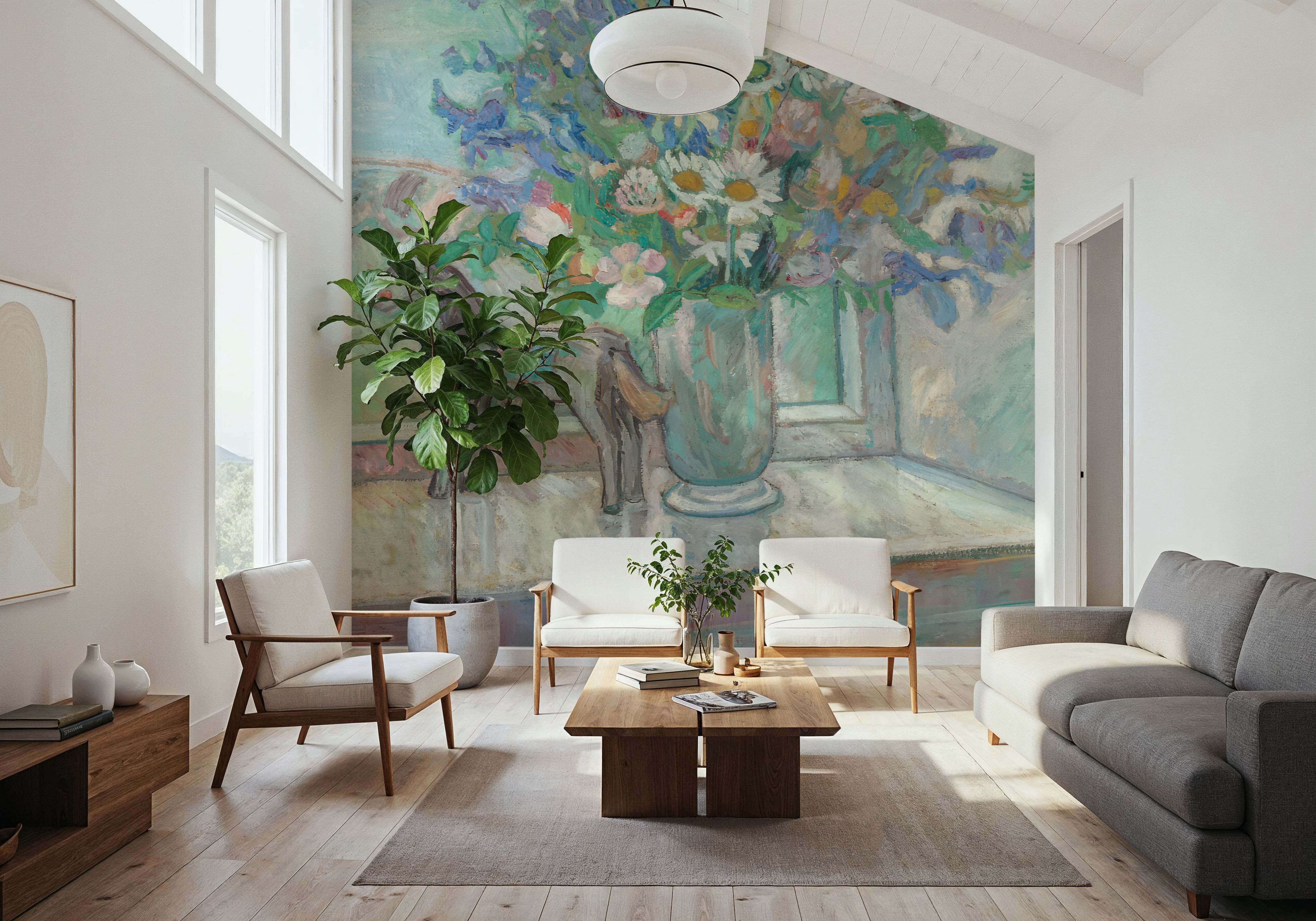 Flowers and Horse Figure By Window