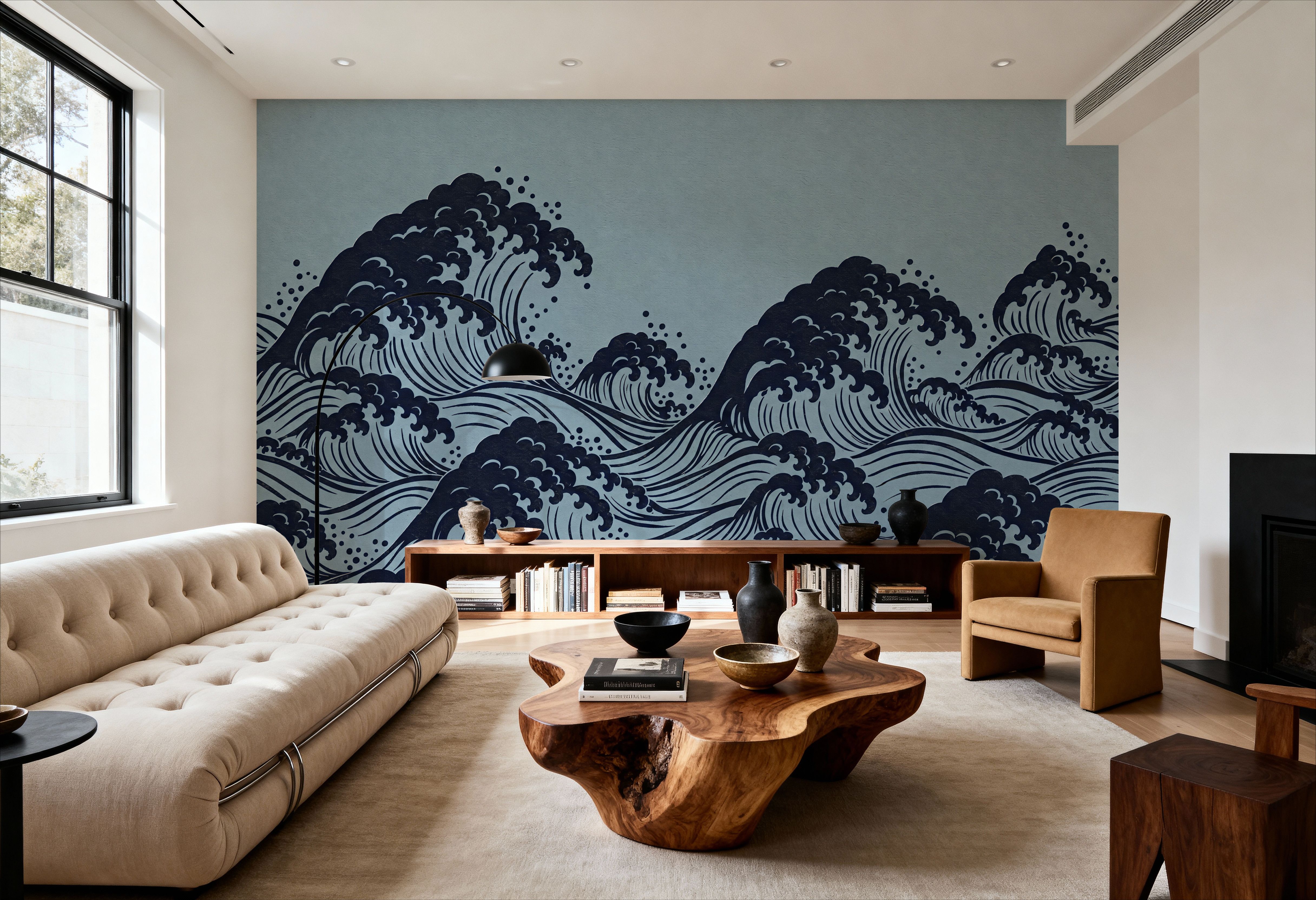 Edo Waves, Indigo Mist, Papel de parede