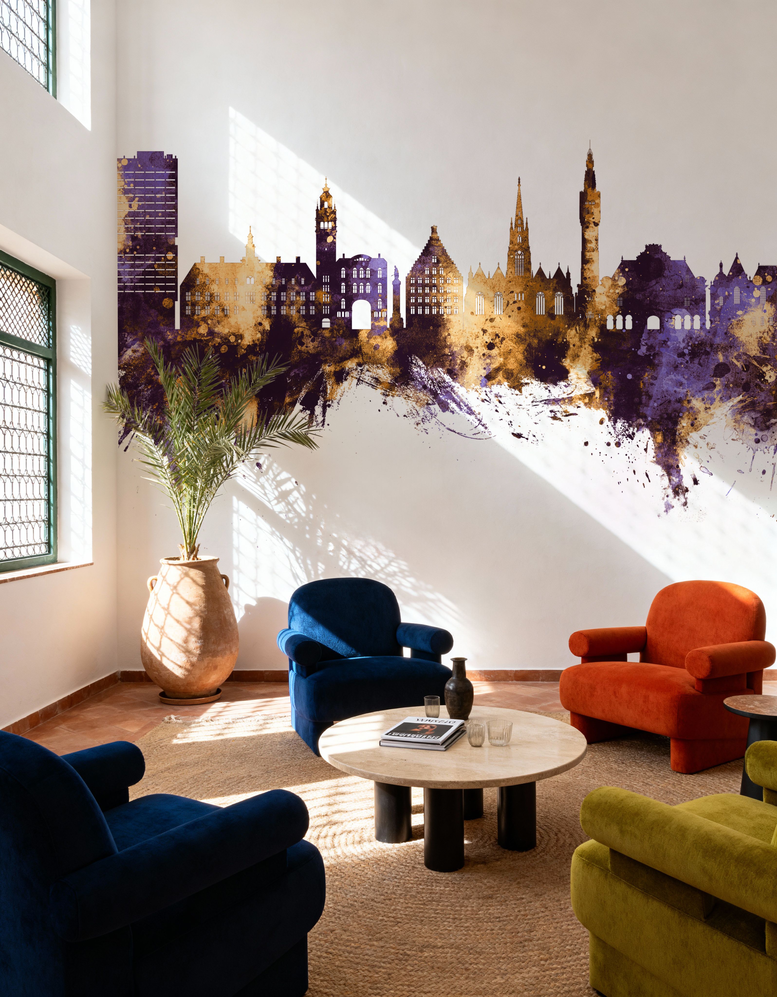 Lille France Skyline Purple & Gold