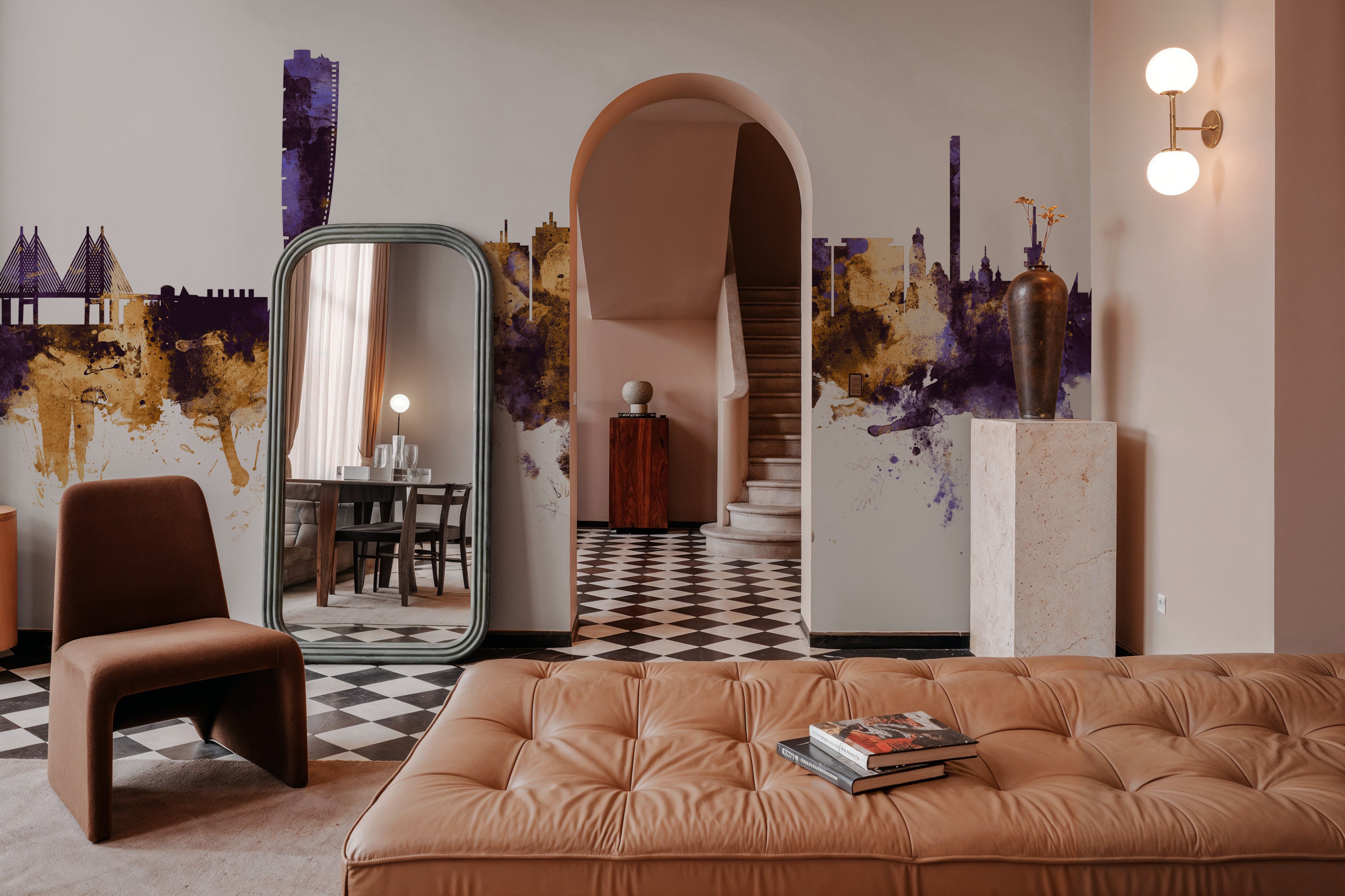 Malmö Sweden Skyline Purple & Gold