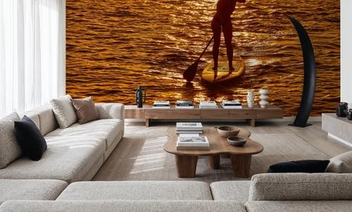 Golden Horizon Paddleboarder