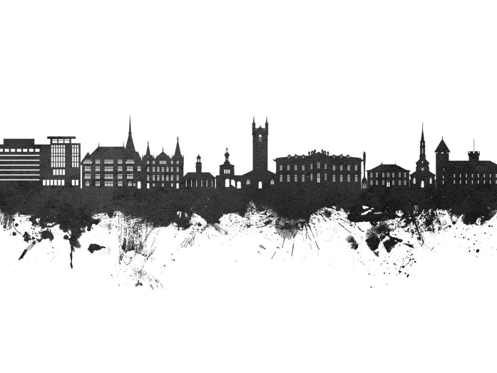 Vevey Switzerland Skyline Black & White