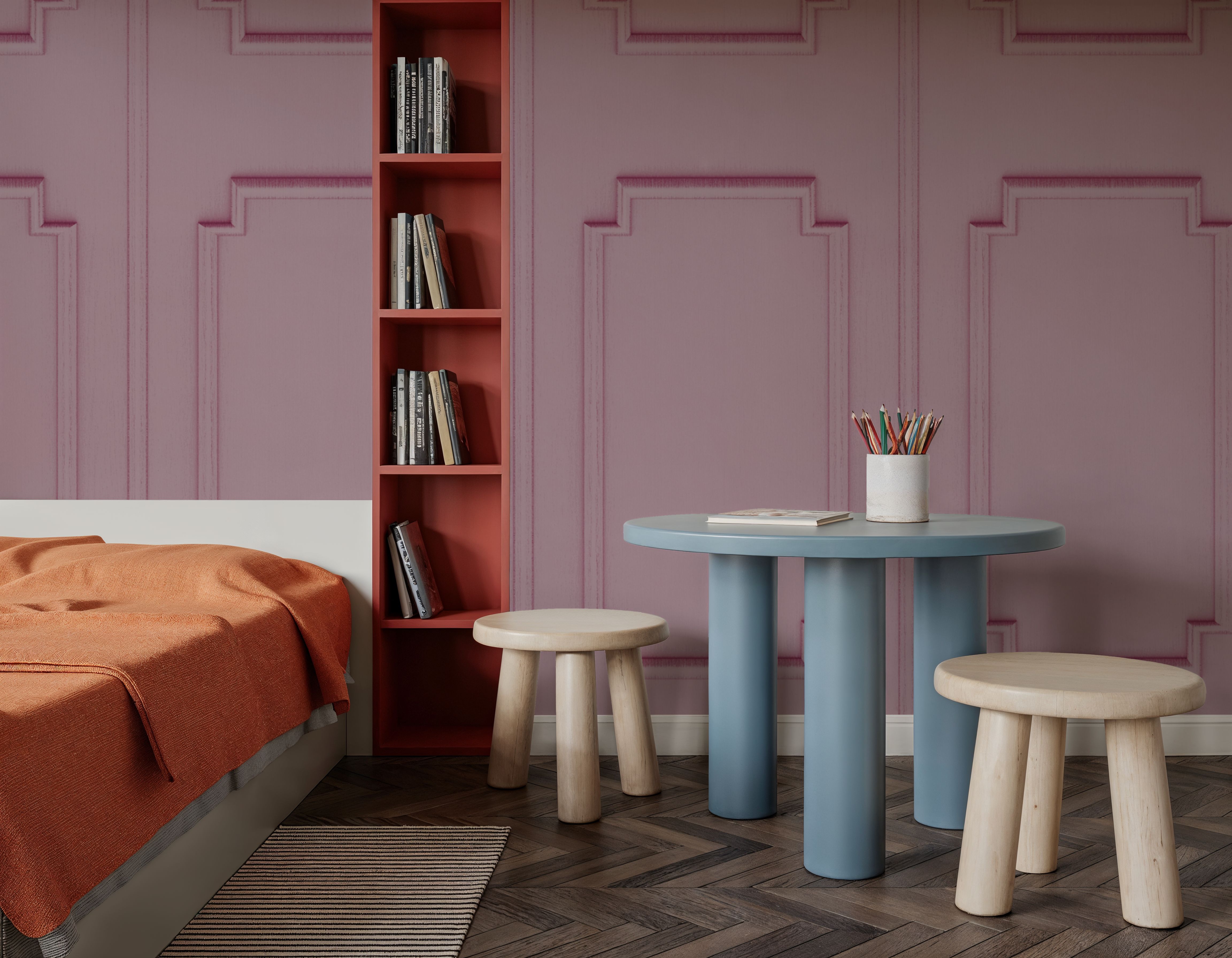 Faux Wall Panel Moulding, Pink