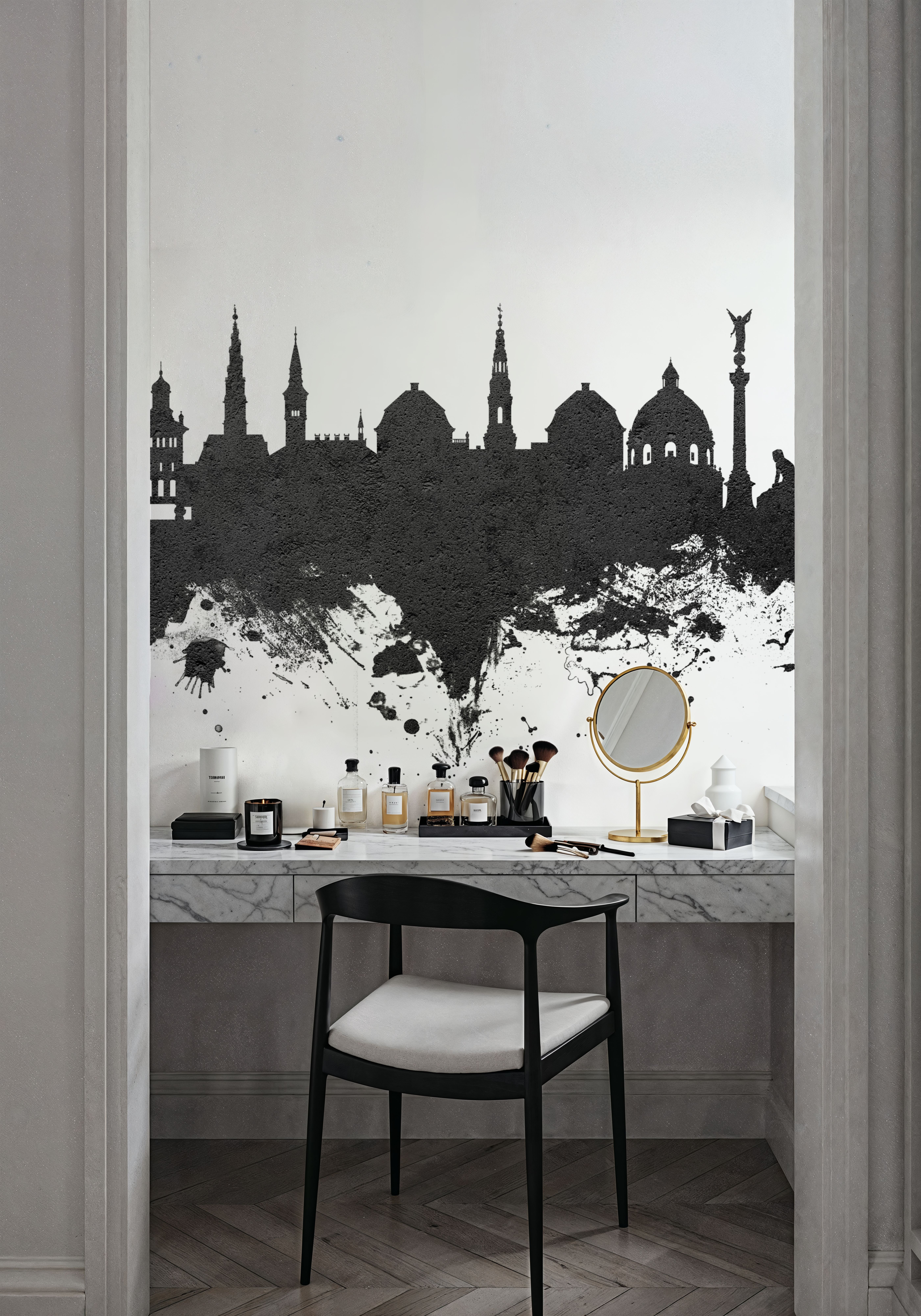 Copenhagen Skyline Black & White