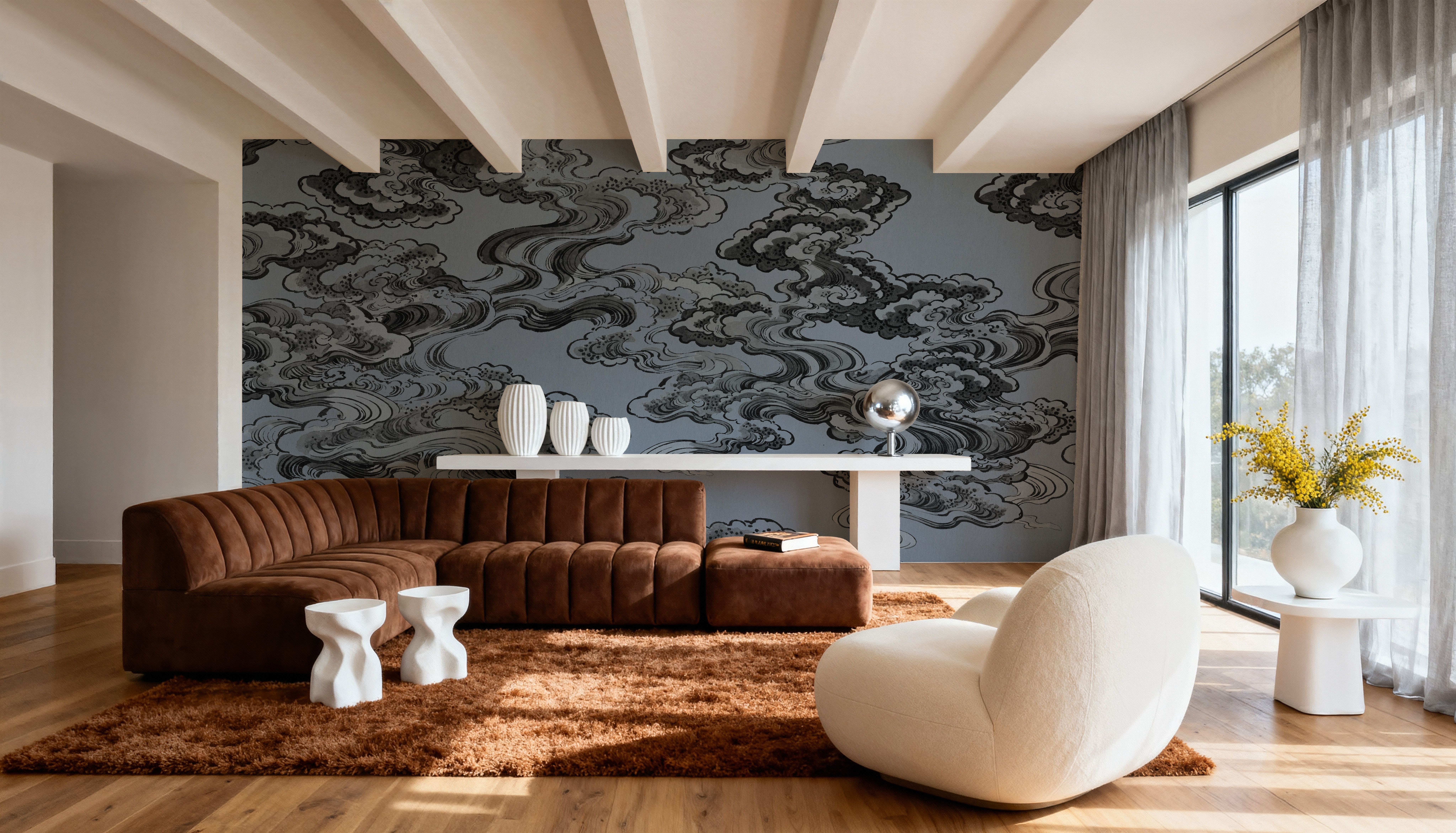 Ukiyo-e Clouds, Denim Blue